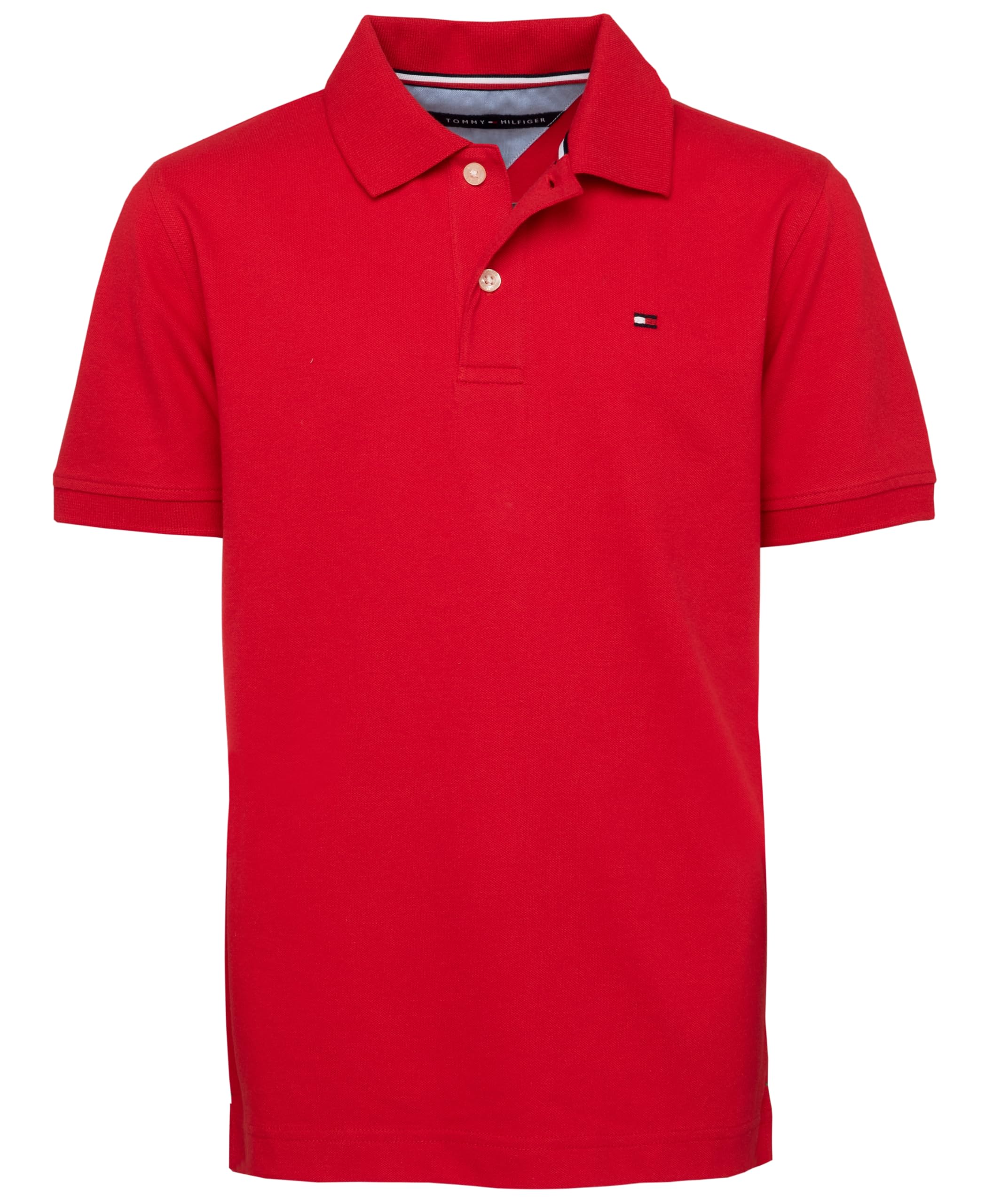 Polo Tommy Hilfiger Para Niños, Manga Corta, Color Rojo Hiedra, Talla 7 - Venta Internacional.