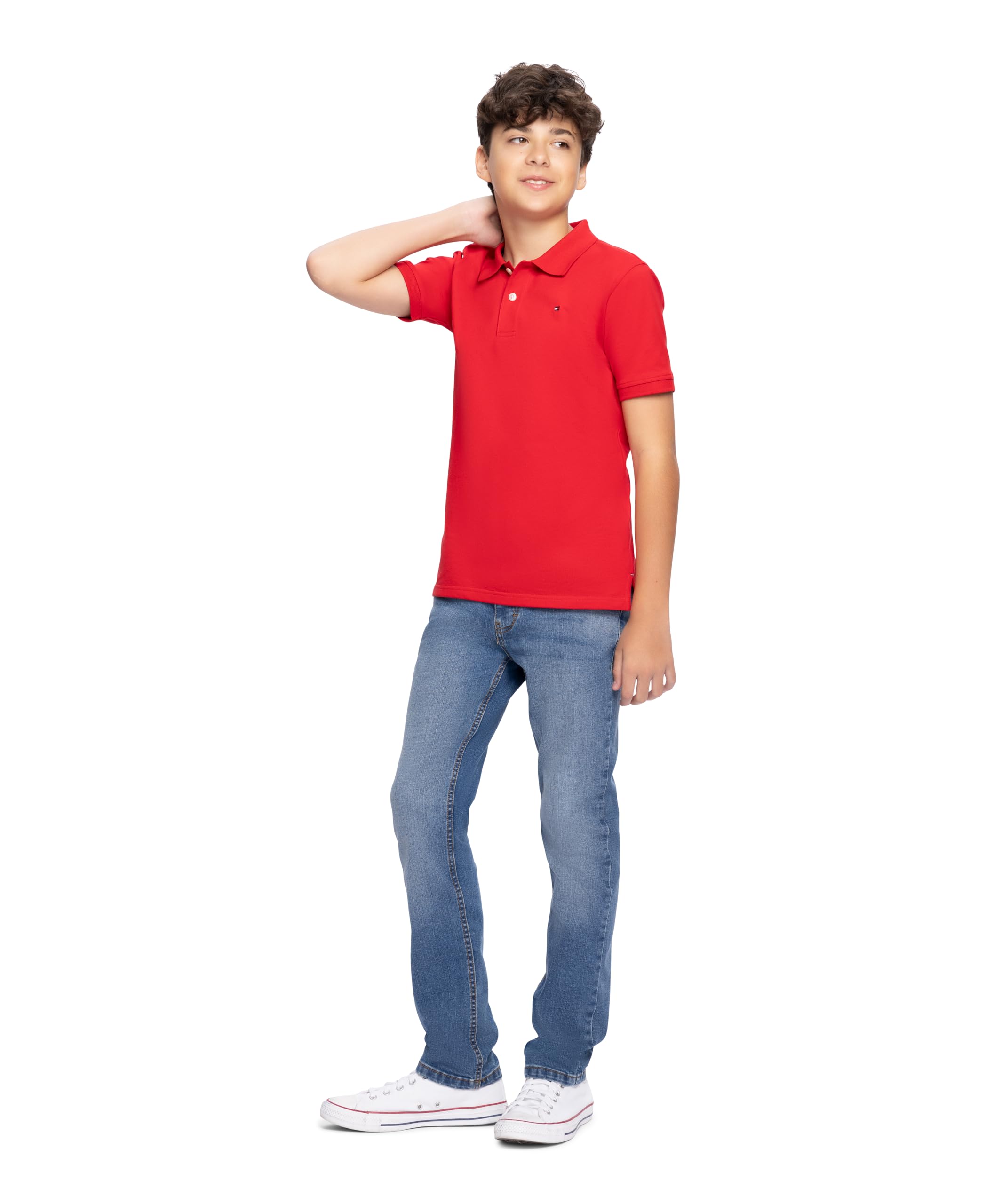 Foto 3 pulgar | Polo Tommy Hilfiger Para Niños, Manga Corta, Color Rojo Hiedra, Talla 7 - Venta Internacional.