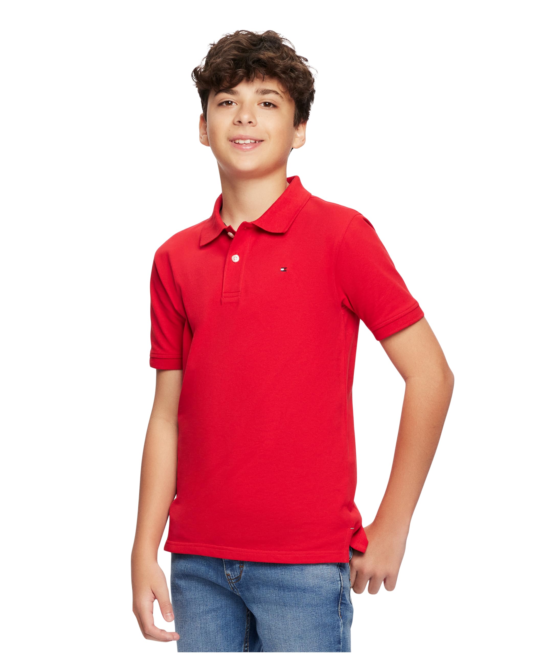 Foto 4 pulgar | Polo Tommy Hilfiger Para Niños, Manga Corta, Color Rojo Hiedra, Talla 7 - Venta Internacional.