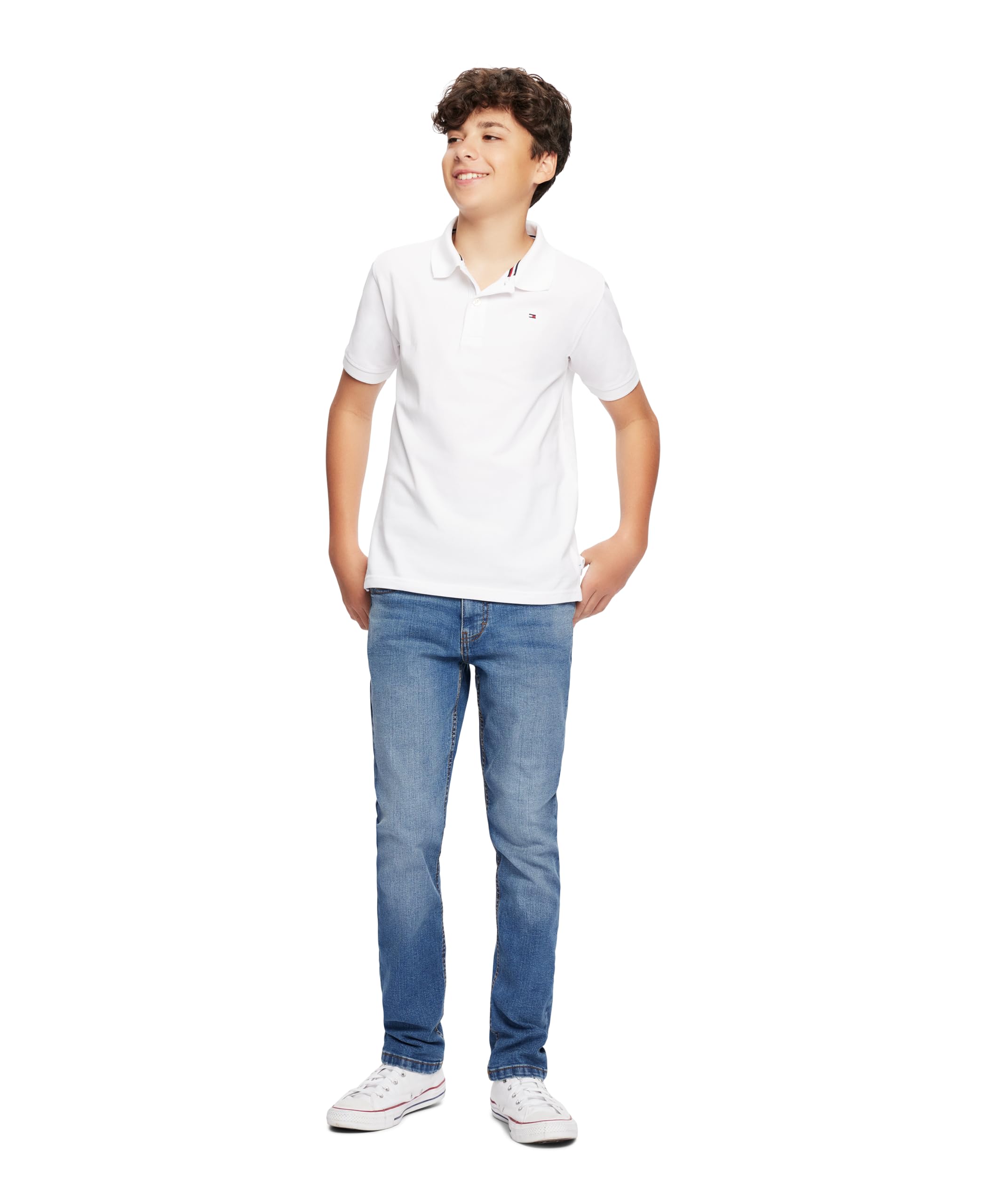 Foto 2 | Polo Tommy Hilfiger Stretch Ivy Para Niños Blanco Lg - Venta Internacional.