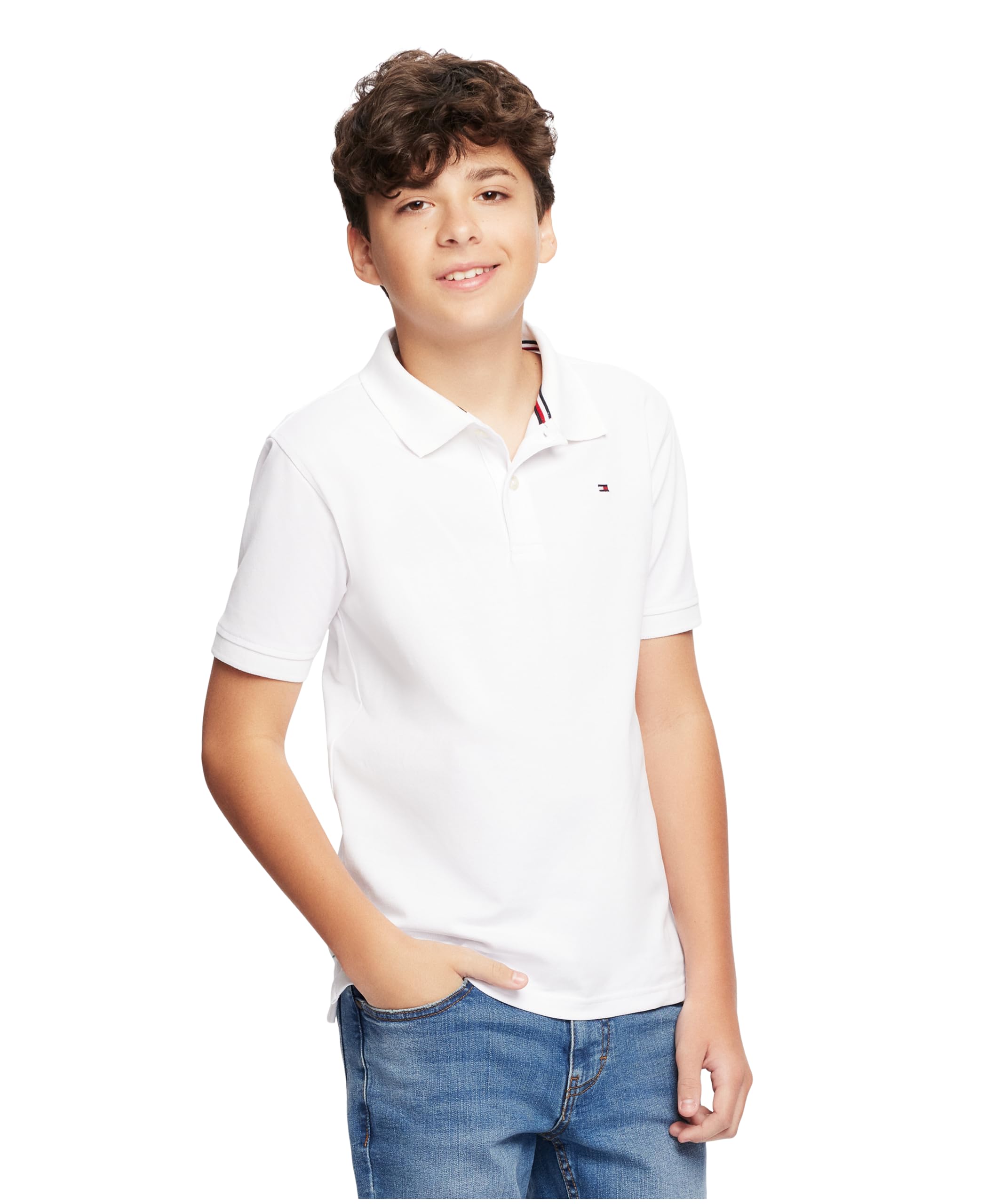 Foto 4 pulgar | Polo Tommy Hilfiger Stretch Ivy Para Niños Blanco Lg - Venta Internacional.