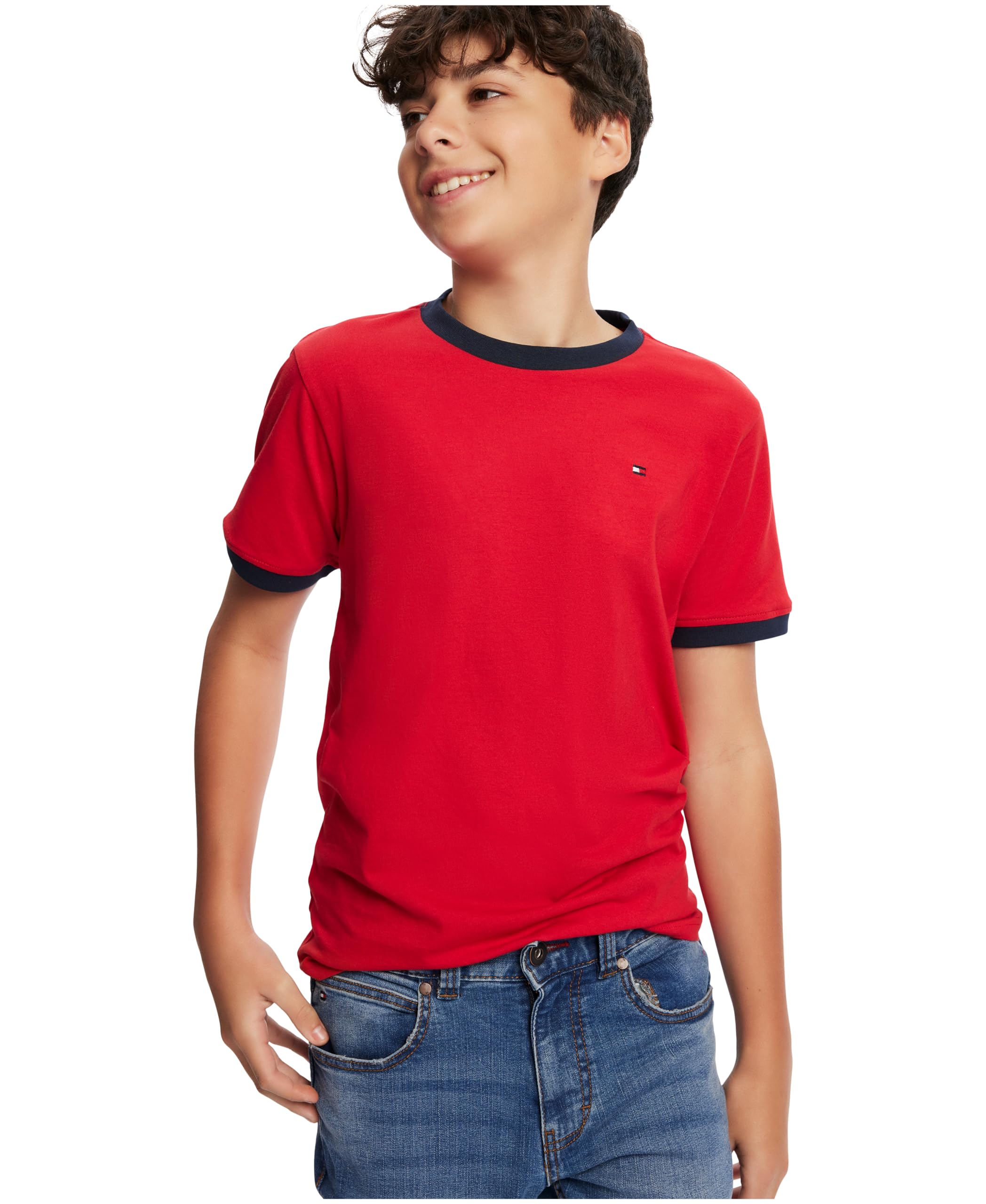 Foto 4 pulgar | Camiseta Tommy Hilfiger De Manga Corta Para Niños, 100% Algodón, 7 Años - Venta Internacional.