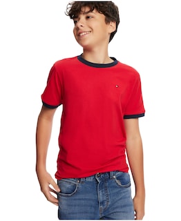 Foto 3 | Camiseta Tommy Hilfiger De Manga Corta Para Niños, 100% Algodón, 7 Años - Venta Internacional.