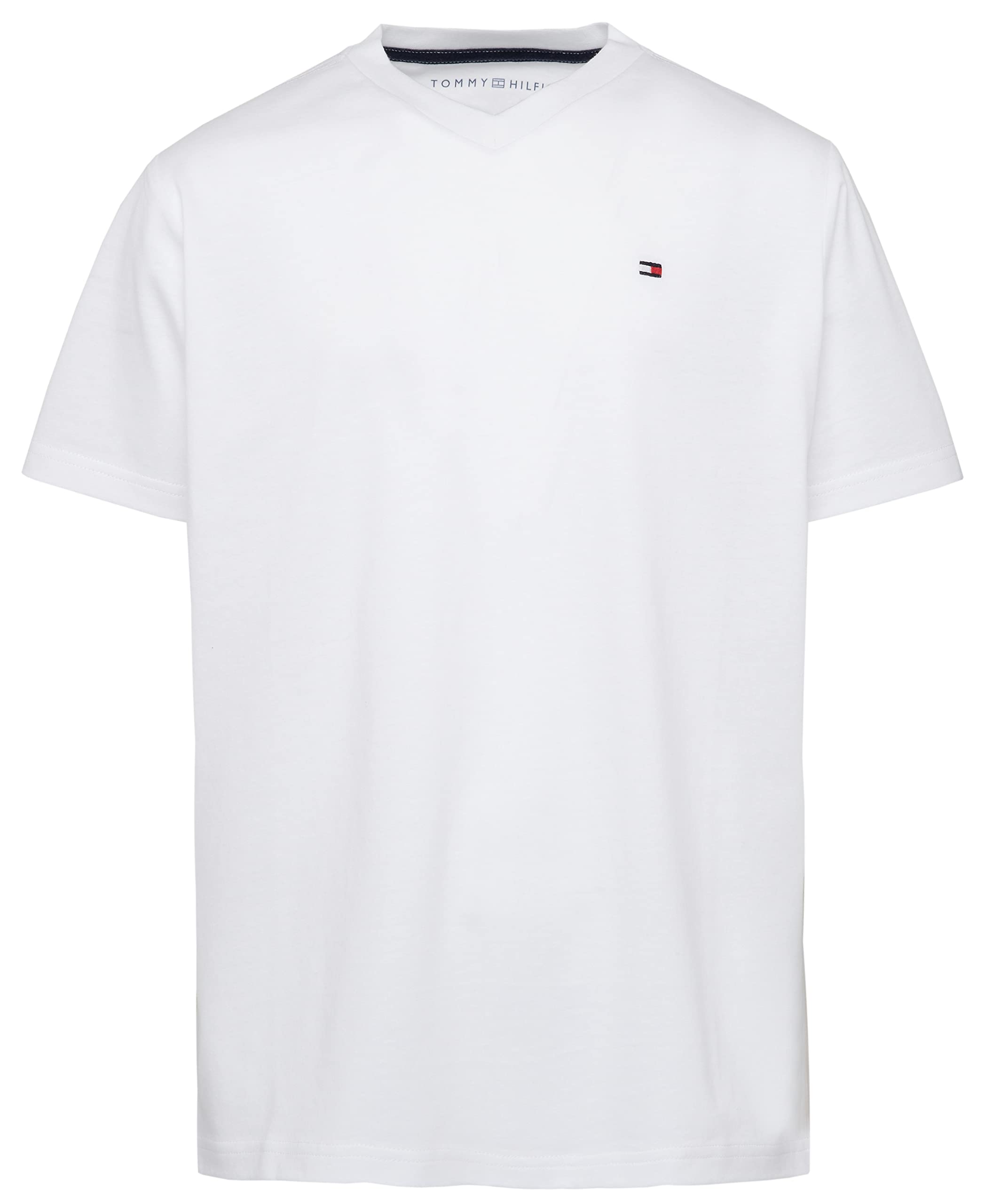 Camiseta Tommy Hilfiger Para Niños Grandes Con Cuello En V, Cvc, Blanca, Talla Xl - Venta Internacional.
