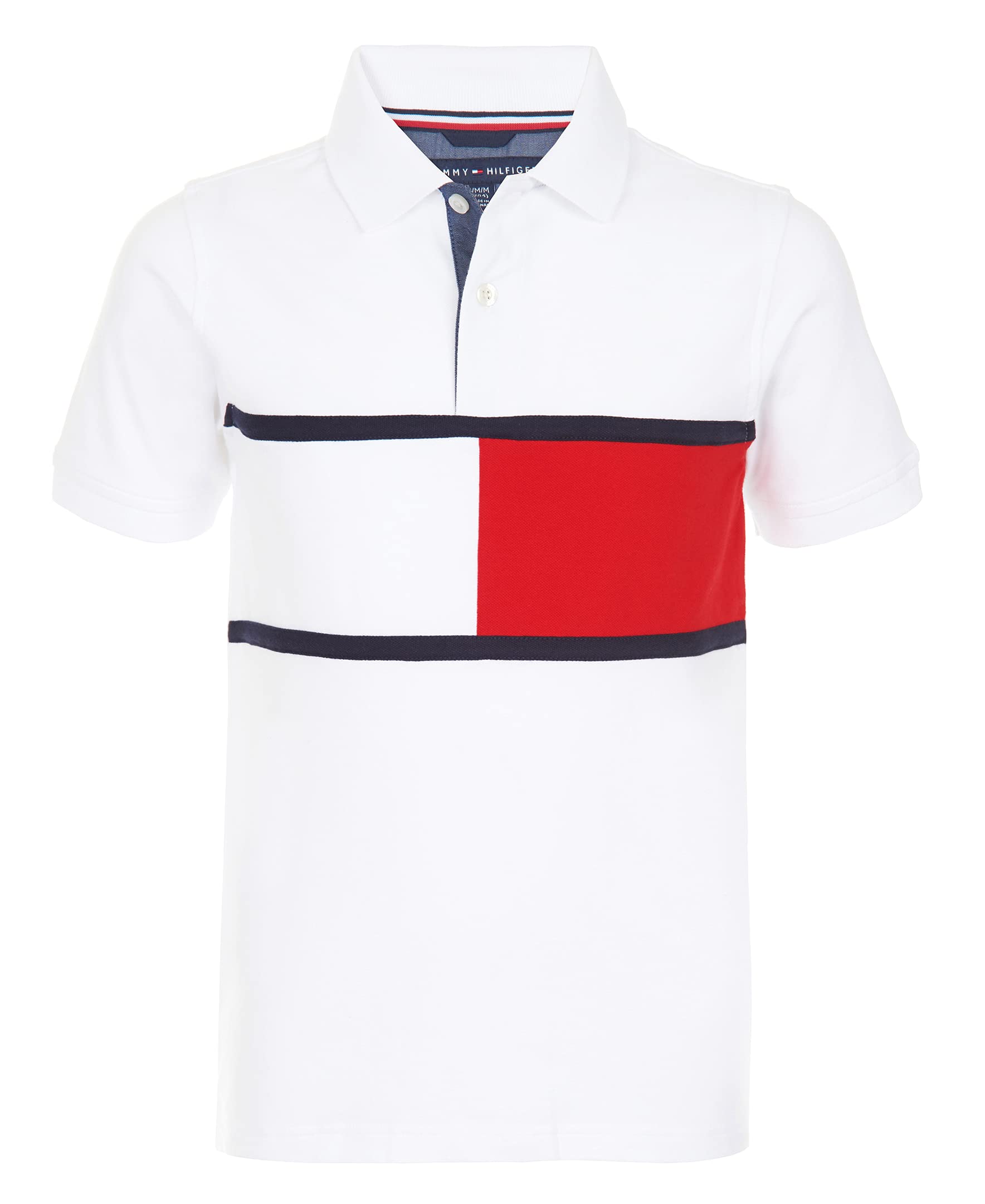 Polo Tommy Hilfiger Para Niños De Manga Corta, Talla 6, Color Blanco - Venta Internacional.