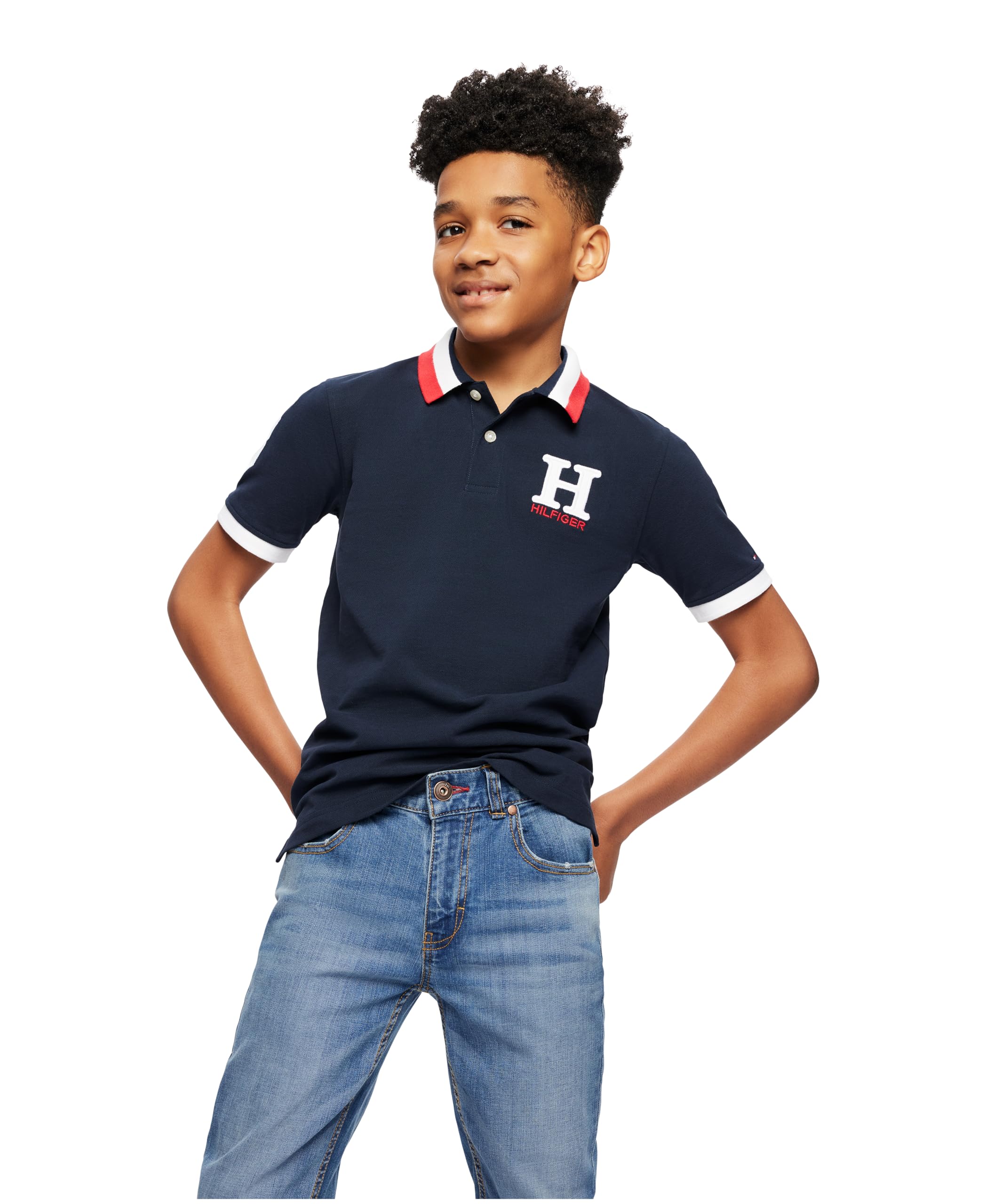 Foto 4 pulgar | Polo Tommy Hilfiger Para Niños, Mástil Mate, Color Azul Marino, Talla Lg - Venta Internacional.