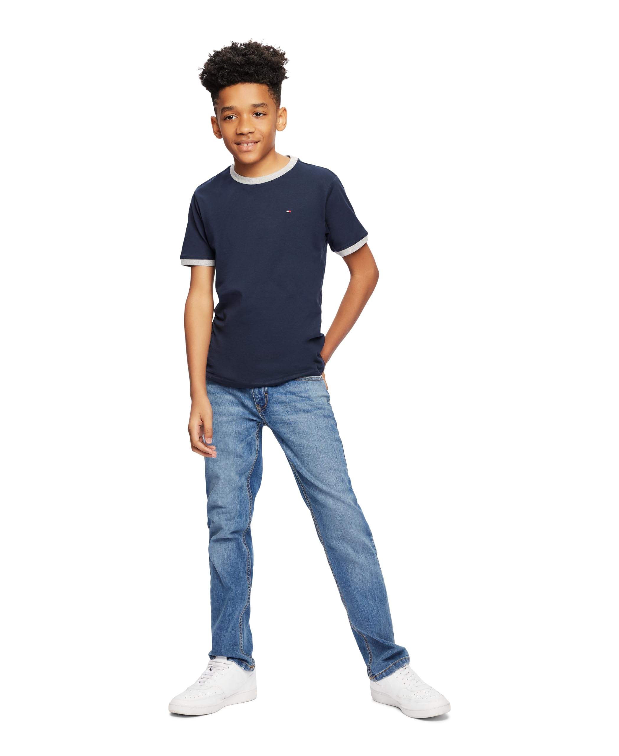 Foto 3 pulgar | Camiseta Tommy Hilfiger Ken Para Niños En Azul Marino Talla Md - Venta Internacional.