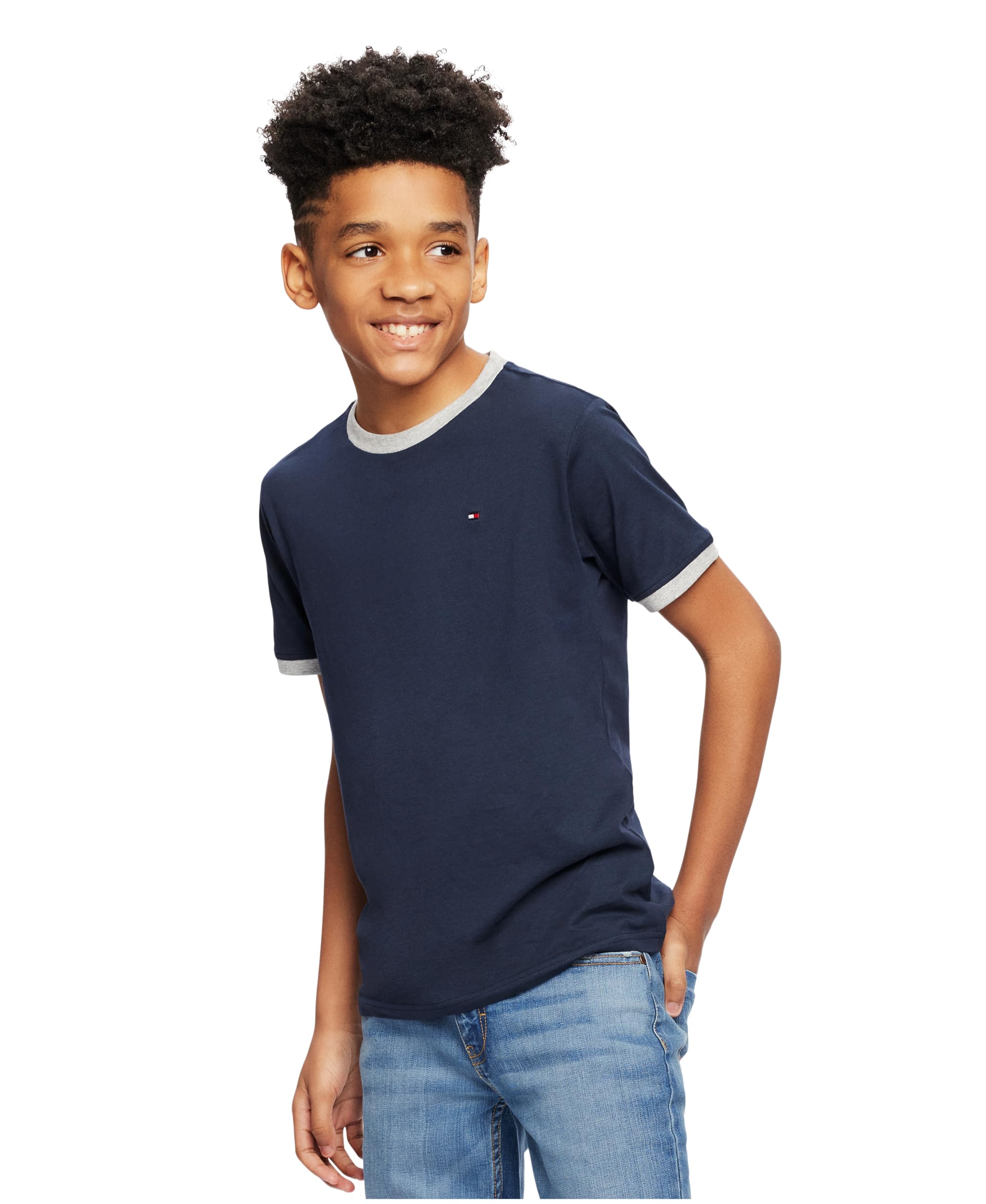 Foto 4 pulgar | Camiseta Tommy Hilfiger Ken Para Niños En Azul Marino Talla Md - Venta Internacional.