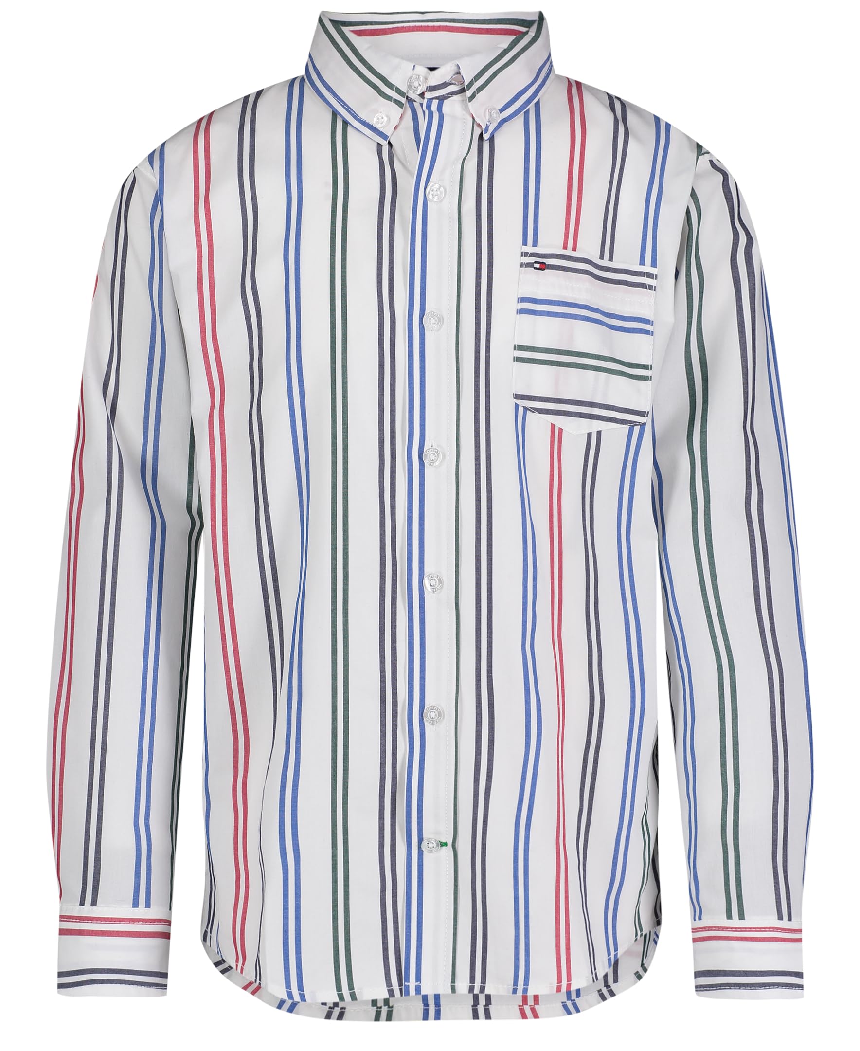 Camisa Tommy Hilfiger De Manga Larga Para Niños, 8 Años, Con Rayas De Nieve - Venta Internacional.