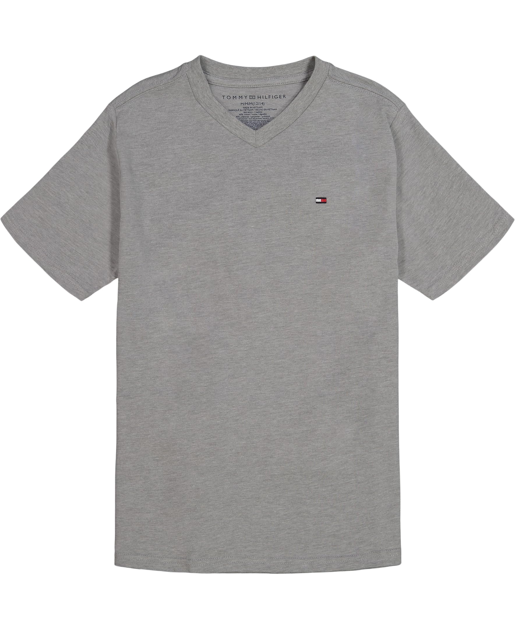 Camiseta Tommy Hilfiger Para Niños, Manga Corta, Cuello En V, Color Gris, Talla 5 - Venta Internacional.