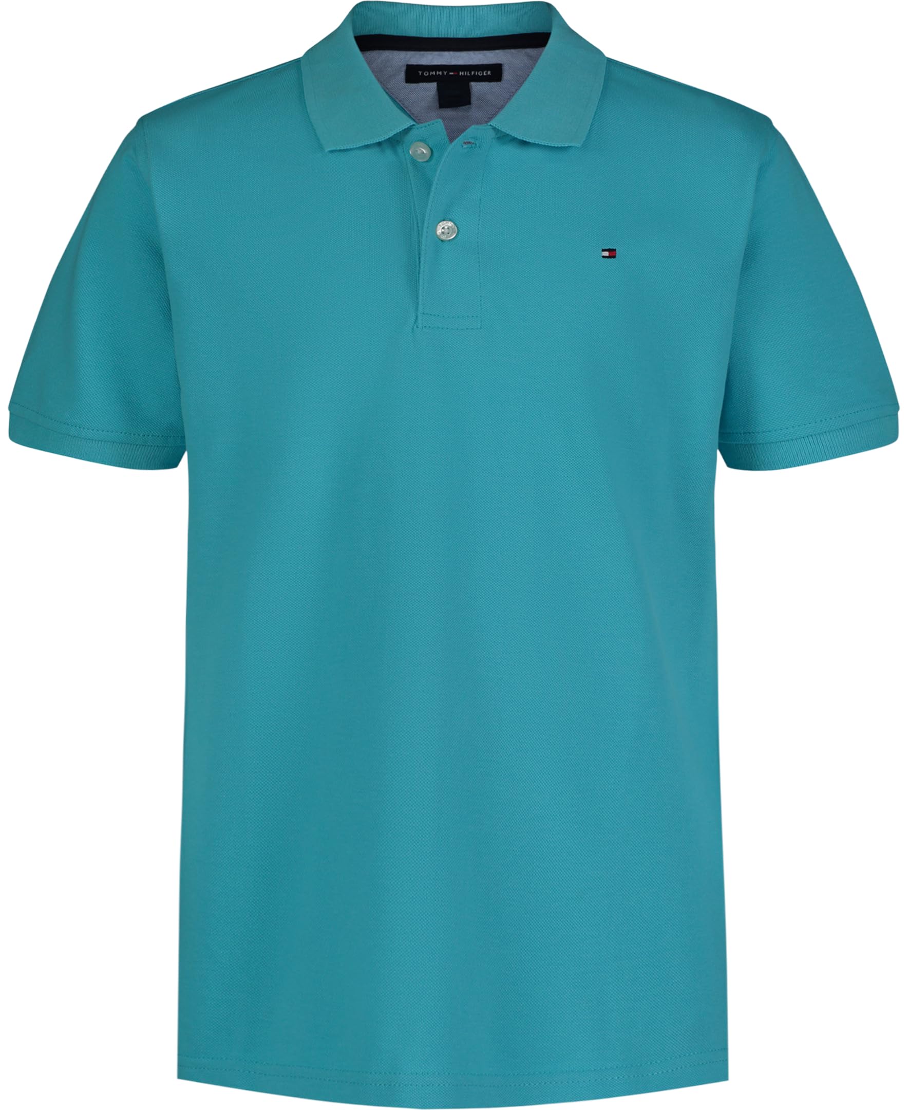 Polo Tommy Hilfiger Para Niños De Manga Corta, Color Azul Hiedra, 8 Años - Venta Internacional.