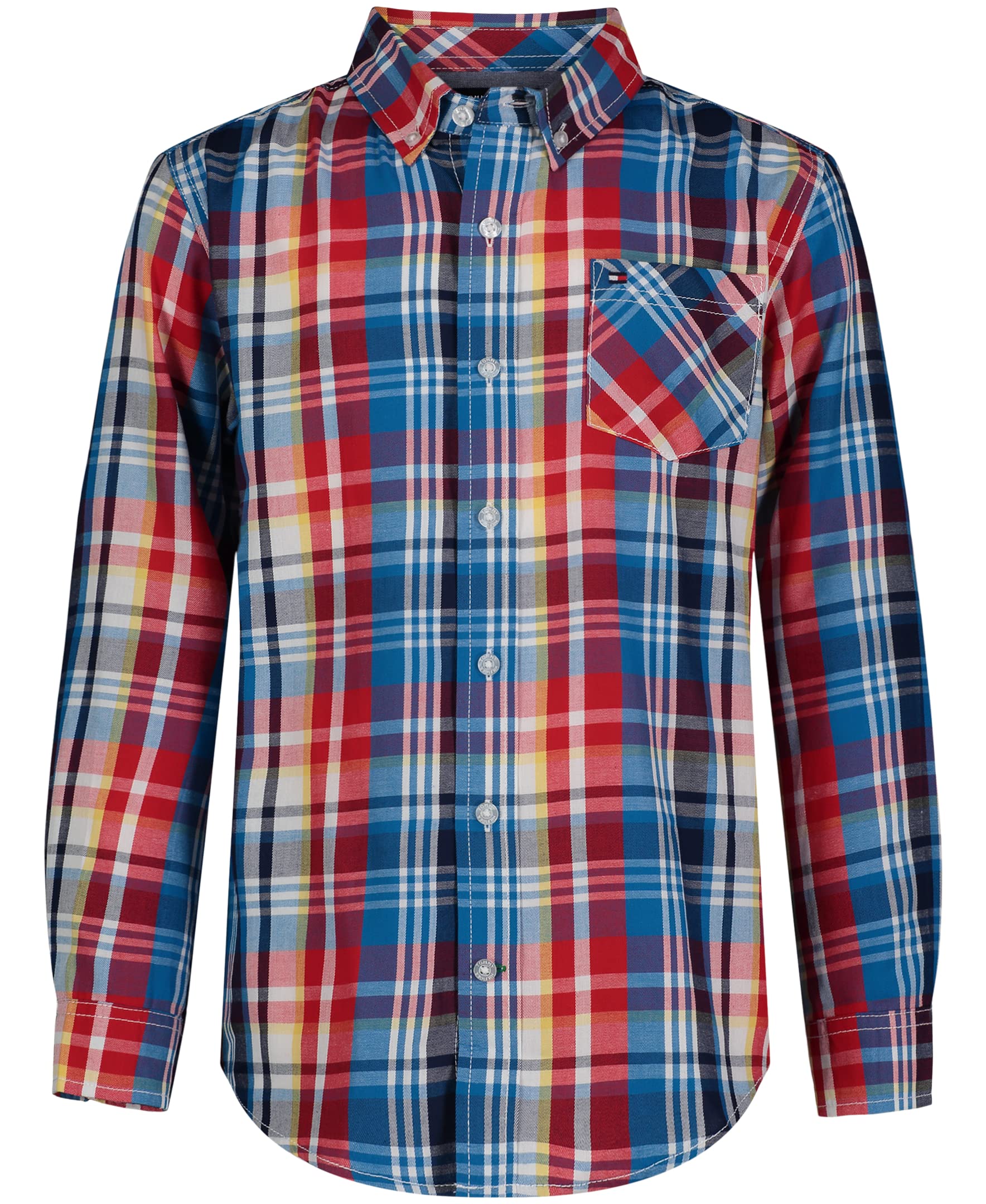 Camiseta Tommy Hilfiger para Niños Manga Larga a Cuadros Azules - Venta Internacional