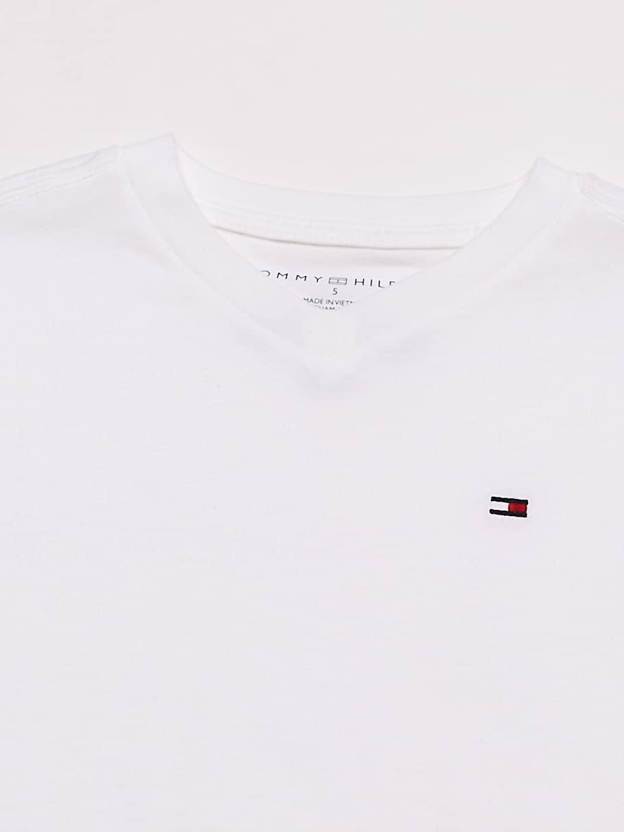 Foto 3 pulgar | Camiseta Tommy Hilfiger Para Niños De Manga Corta Con Cuello En V, Color Blanco Brillante - Venta Internacional.