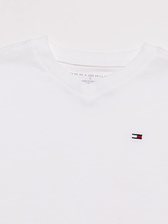 Foto 2 | Camiseta Tommy Hilfiger Para Niños De Manga Corta Con Cuello En V, Color Blanco Brillante - Venta Internacional.