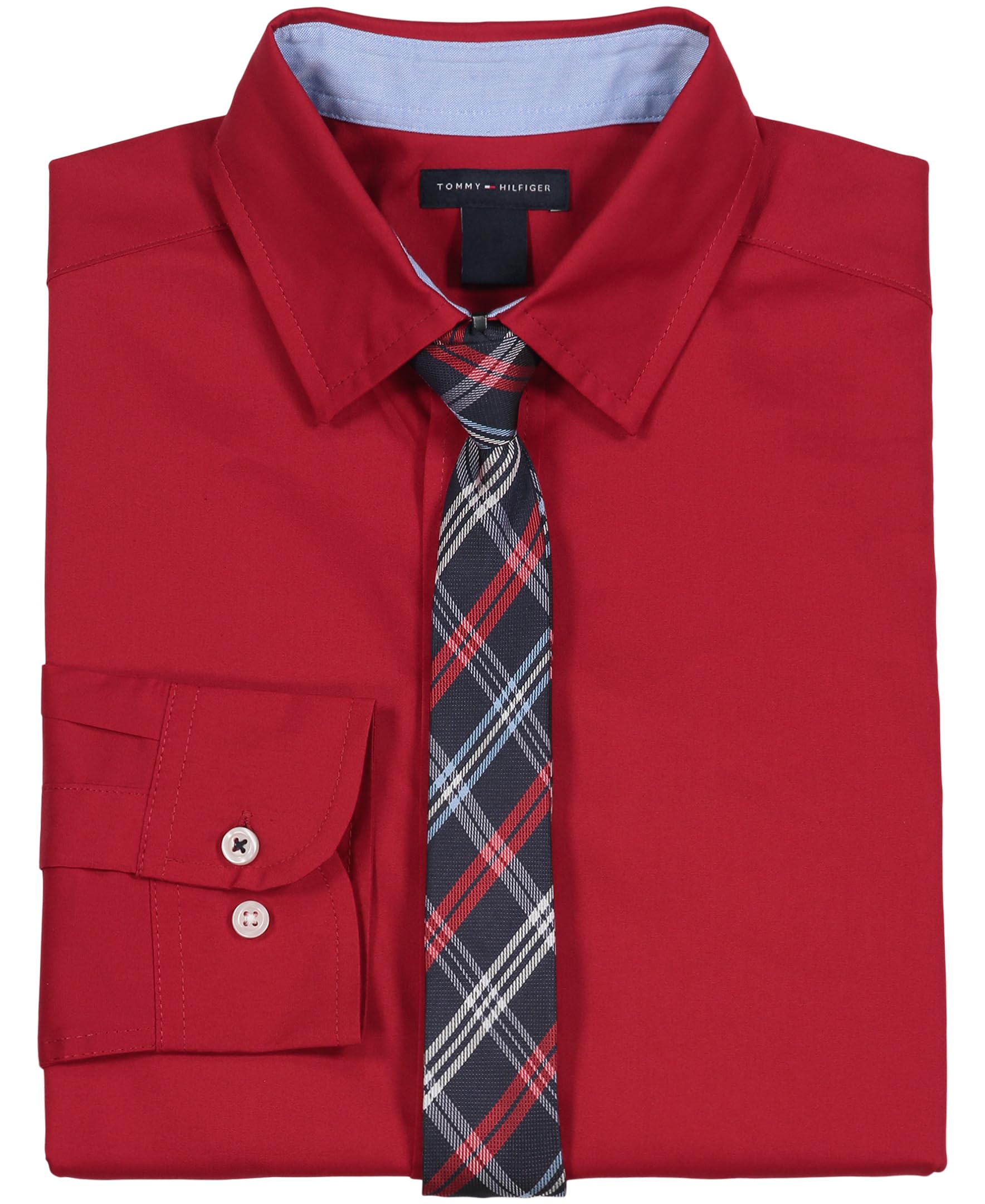 Foto 3 pulgar | Camisa Tommy Hilfiger, Vestido De Manga Larga Para Niños, Rojo, 18 Años - Venta Internacional.