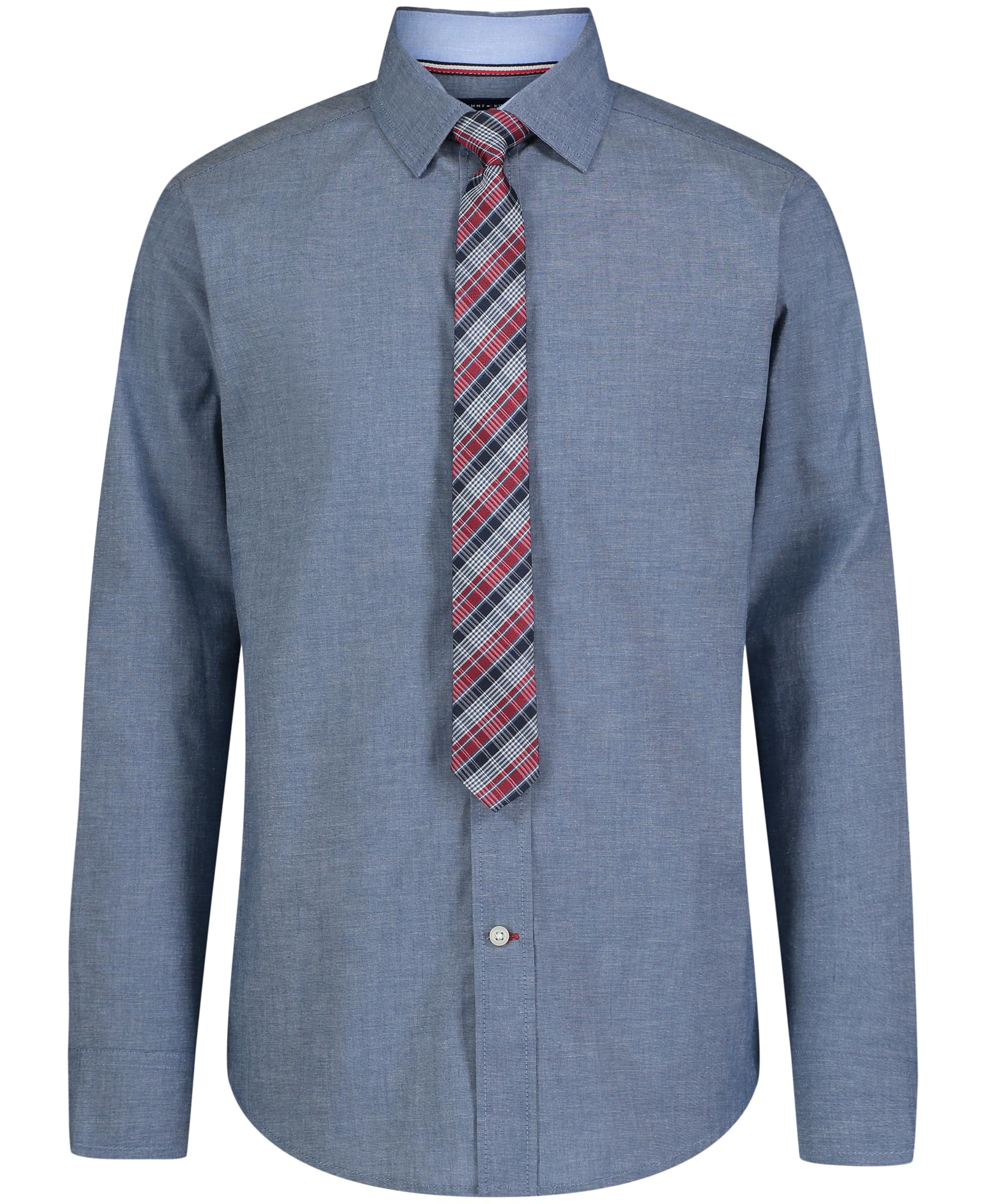 Camisa Tommy Hilfiger De Manga Larga Para Niños Con Corbata Recta, 20 Años - Venta Internacional.