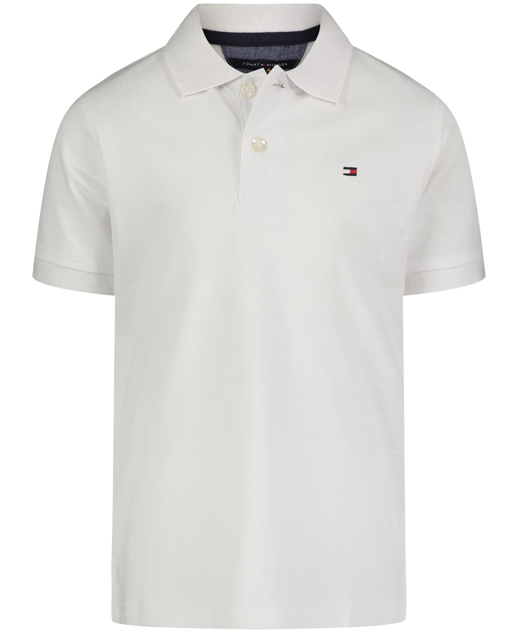 Polo Tommy Hilfiger De Manga Corta Para Niños, Color Blanco Hiedra, Talla 20 - Venta Internacional.