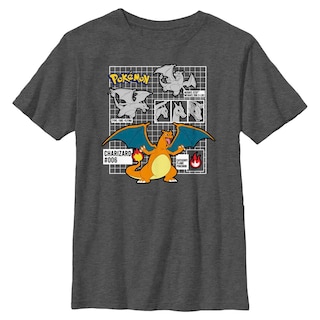 Foto 1 | Camiseta Pokemon Poke Charizard Para Niños, Charcoal Heather - Venta Internacional.