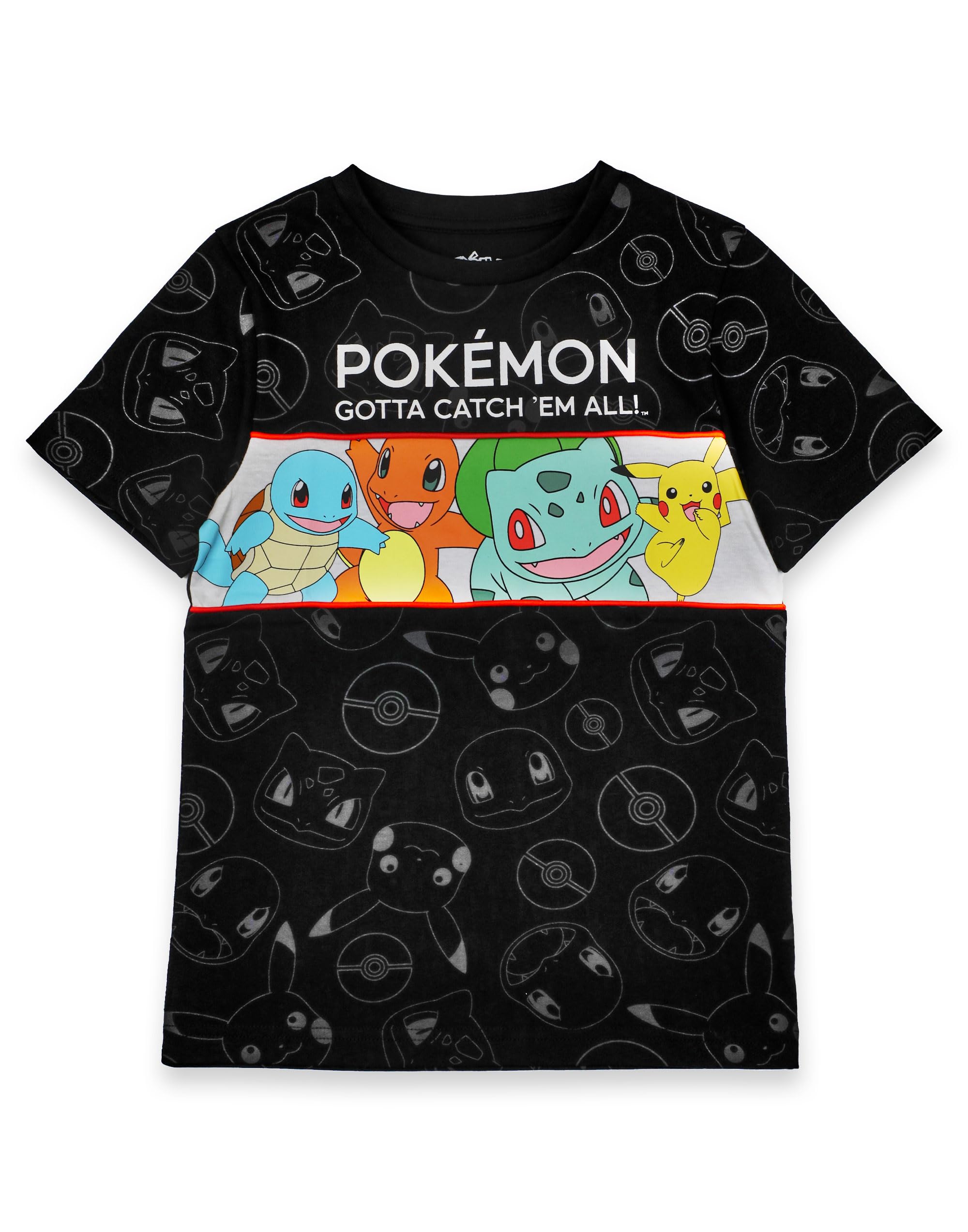Foto 2 pulgar | Camiseta Pokémon Para Niños Verde/negra Con Pikachu Squirtle Bulbasaur - Venta Internacional.