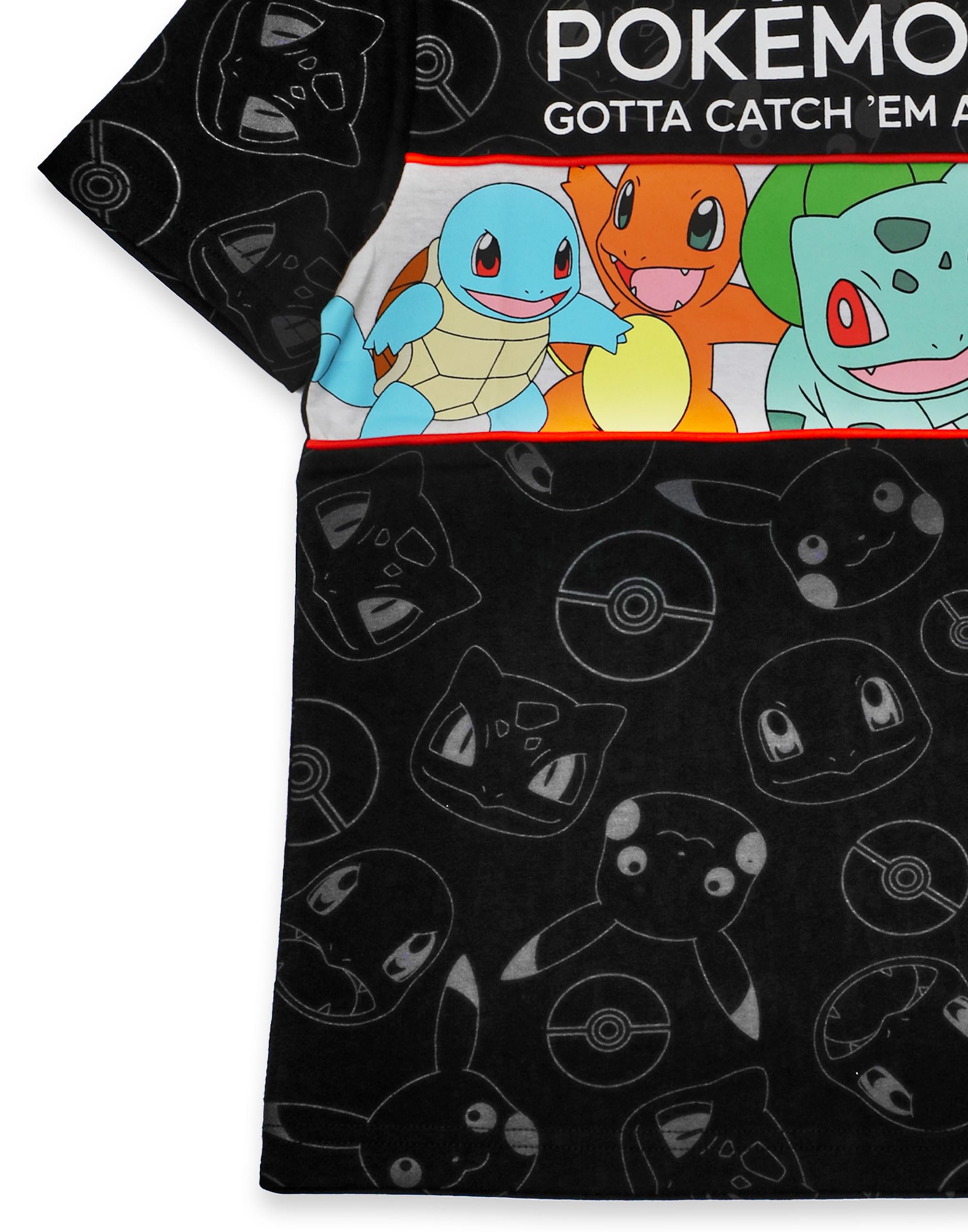 Foto 4 pulgar | Camiseta Pokémon Para Niños Verde/negra Con Pikachu Squirtle Bulbasaur - Venta Internacional.