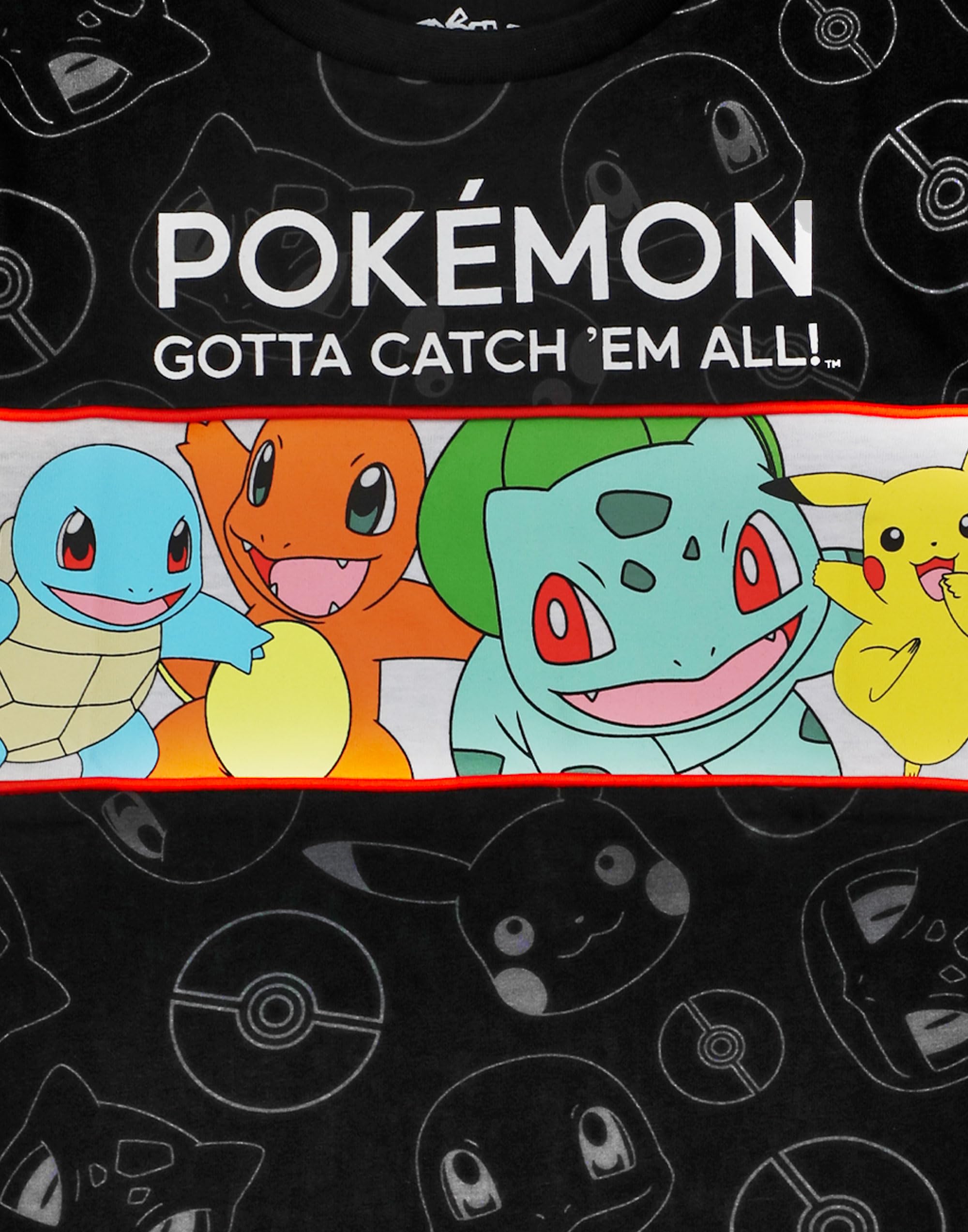 Foto 5 | Camiseta Pokémon Para Niños Verde/negra Con Pikachu Squirtle Bulbasaur - Venta Internacional.