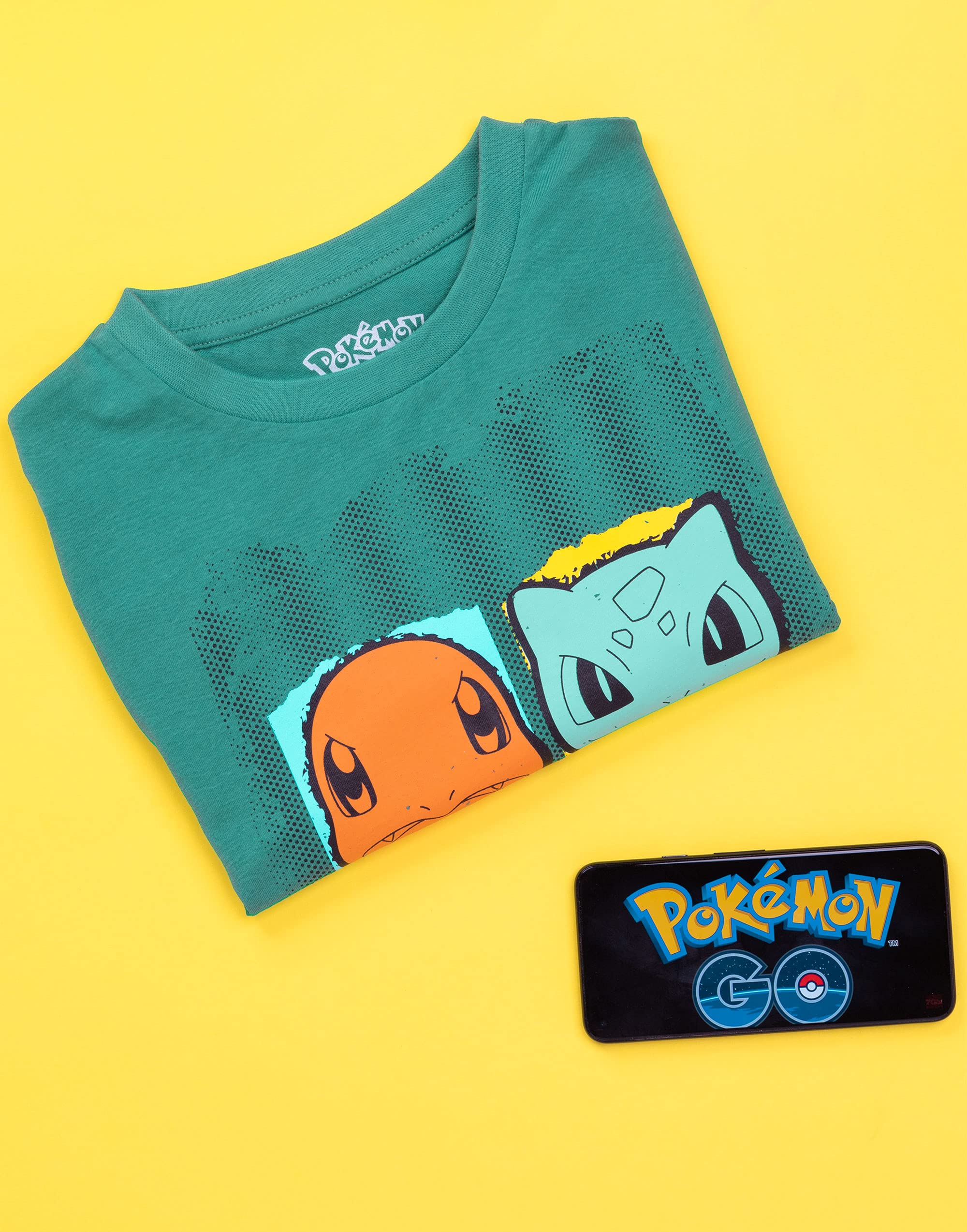 Foto 4 pulgar | Camiseta Pokémon Boys Green Top Pikachu Squirtle Bulbasaur - Venta Internacional.