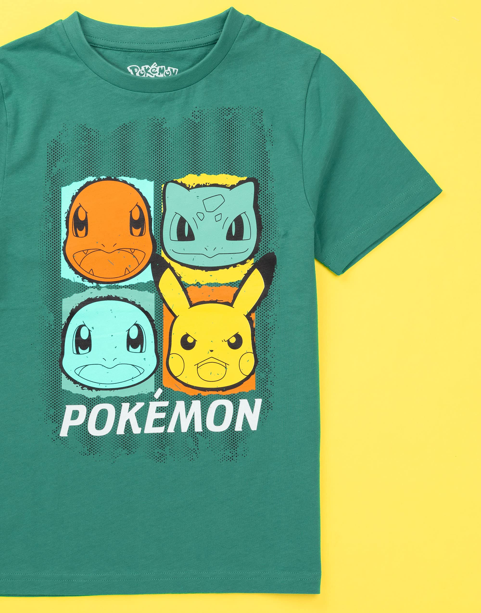 Foto 5 pulgar | Camiseta Pokémon Boys Green Top Pikachu Squirtle Bulbasaur - Venta Internacional.