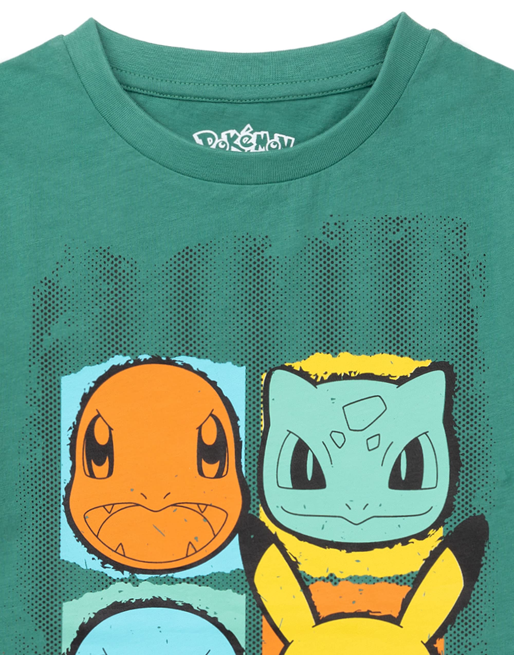 Foto 6 pulgar | Camiseta Pokémon Boys Green Top Pikachu Squirtle Bulbasaur - Venta Internacional.