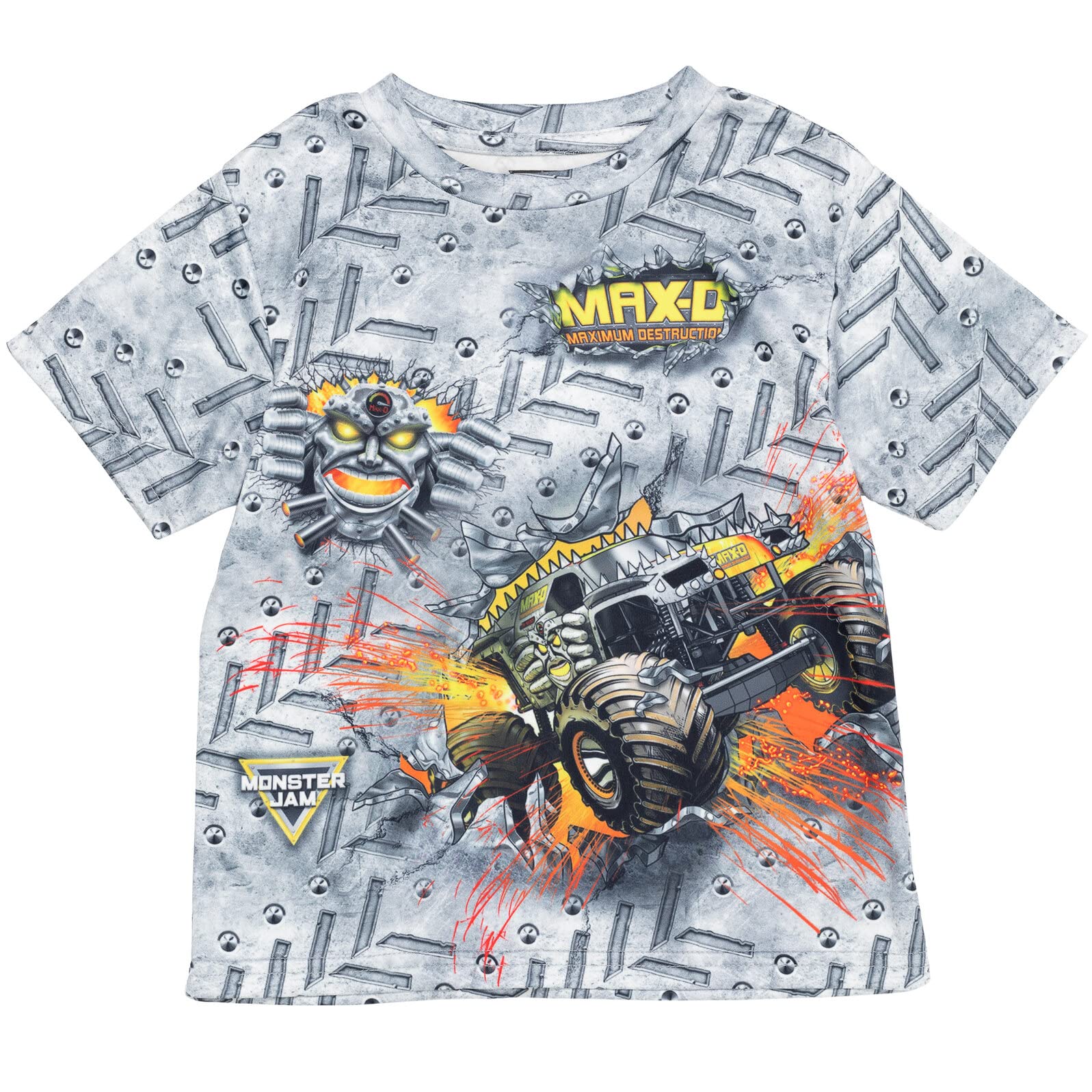 Camiseta Monster Jam Maximum Destruction Gris Para Niños De 6 Años - Venta Internacional.