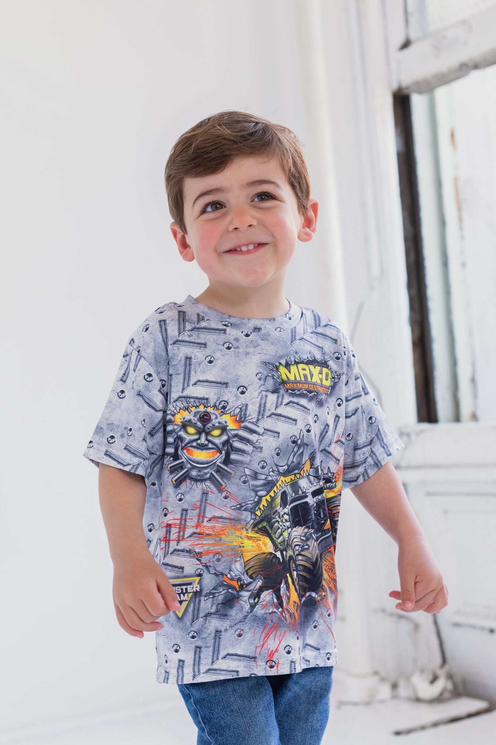 Foto 4 pulgar | Camiseta Monster Jam Maximum Destruction Gris Para Niños De 6 Años - Venta Internacional.