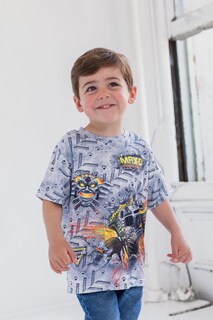 Foto 3 | Camiseta Monster Jam Maximum Destruction Gris Para Niños De 6 Años - Venta Internacional.