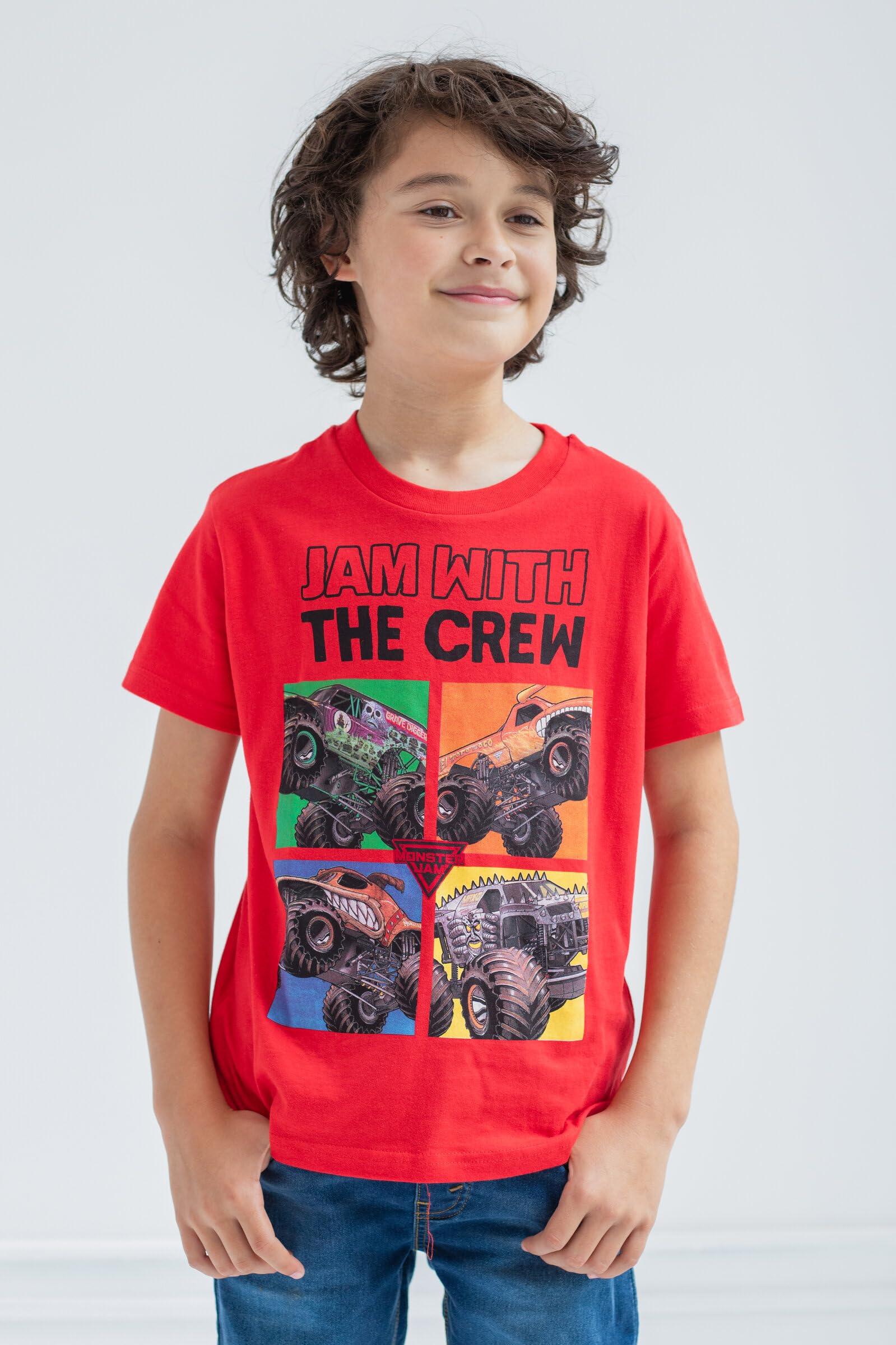 Foto 3 pulgar | Pack De 3 Camisetas Monster Jam Big Boys, Color Negro/rojo/gris, Talla 8 - Venta Internacional.