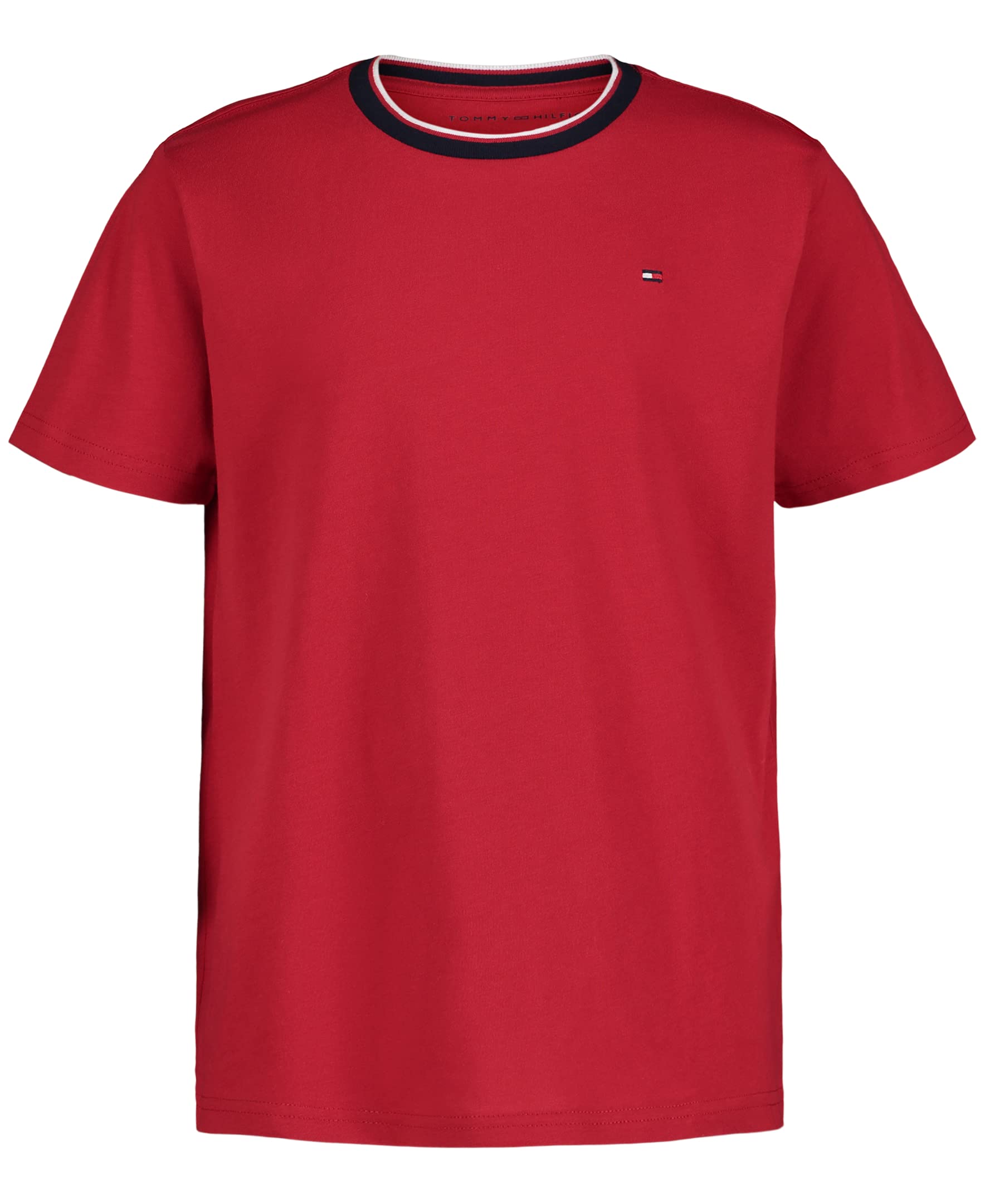 Foto 2 pulgar | Camiseta Tommy Hilfiger De Manga Corta Para Niño Yd Ringer Scarlet 4 - Venta Internacional.