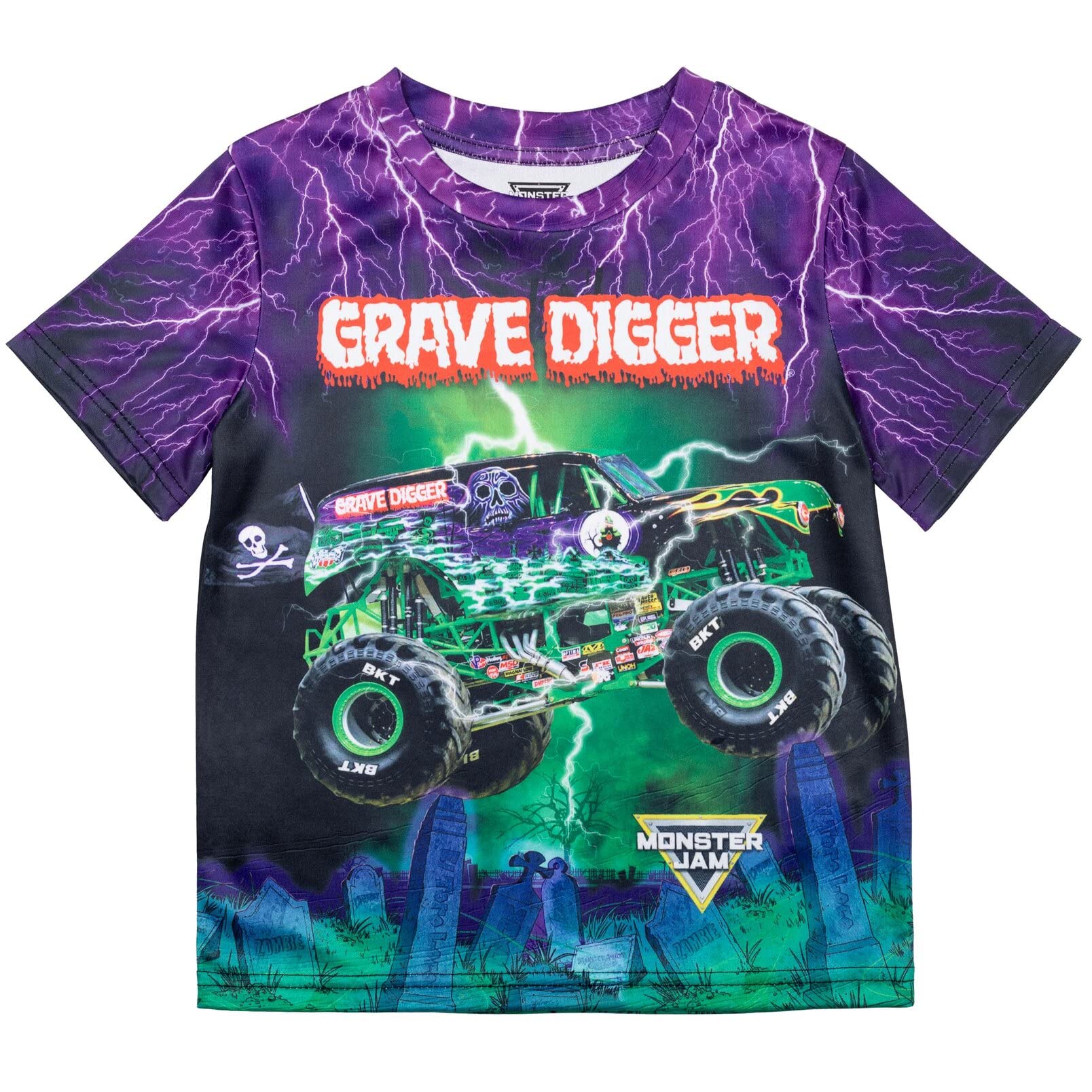 Camiseta Monster Jam Grave Digger Púrpura/verde Para Niños De 6 Años - Venta Internacional.