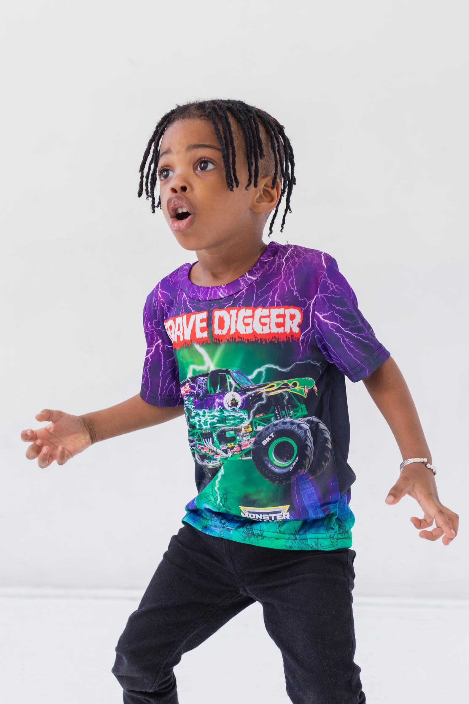 Foto 6 pulgar | Camiseta Monster Jam Grave Digger Púrpura/verde Para Niños De 6 Años - Venta Internacional.