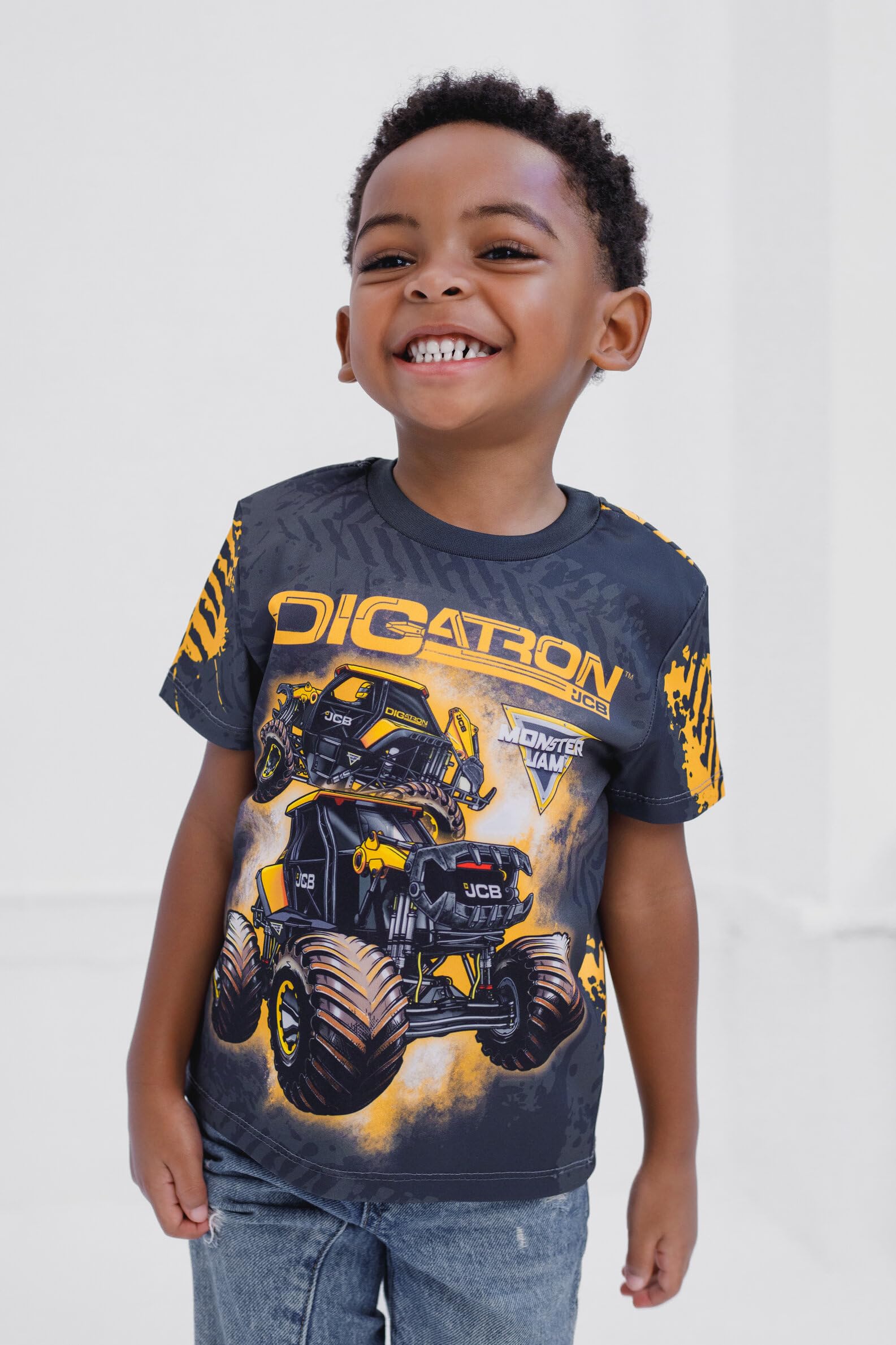 Foto 3 pulgar | Camiseta Monster Jam Digatron Little Boys Gris Antracita/amarillo - Venta Internacional.