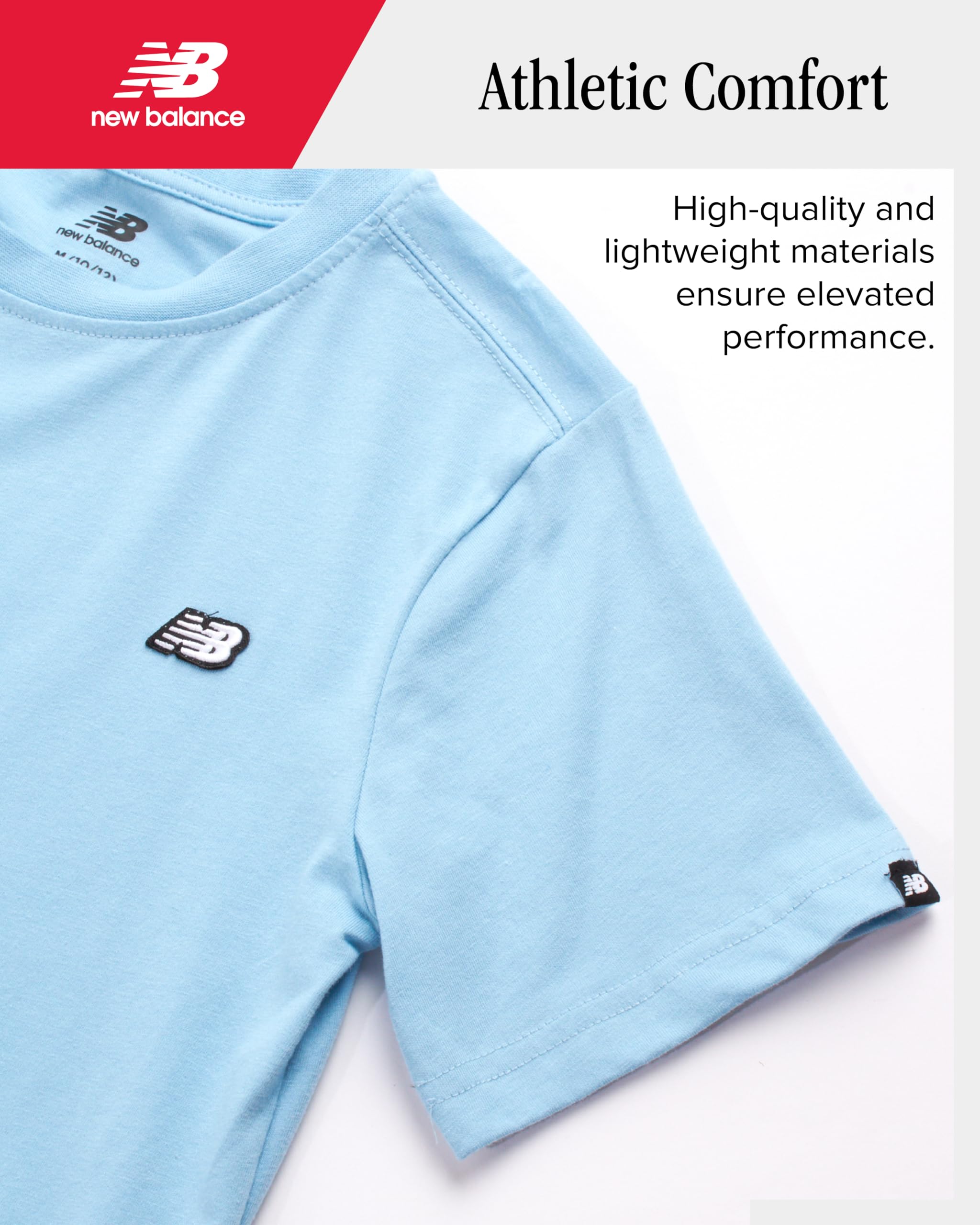 Foto 3 | Camiseta New Balance Para Niños, Clásica, Algodón, Manga Corta, Azul 8 - Venta Internacional.