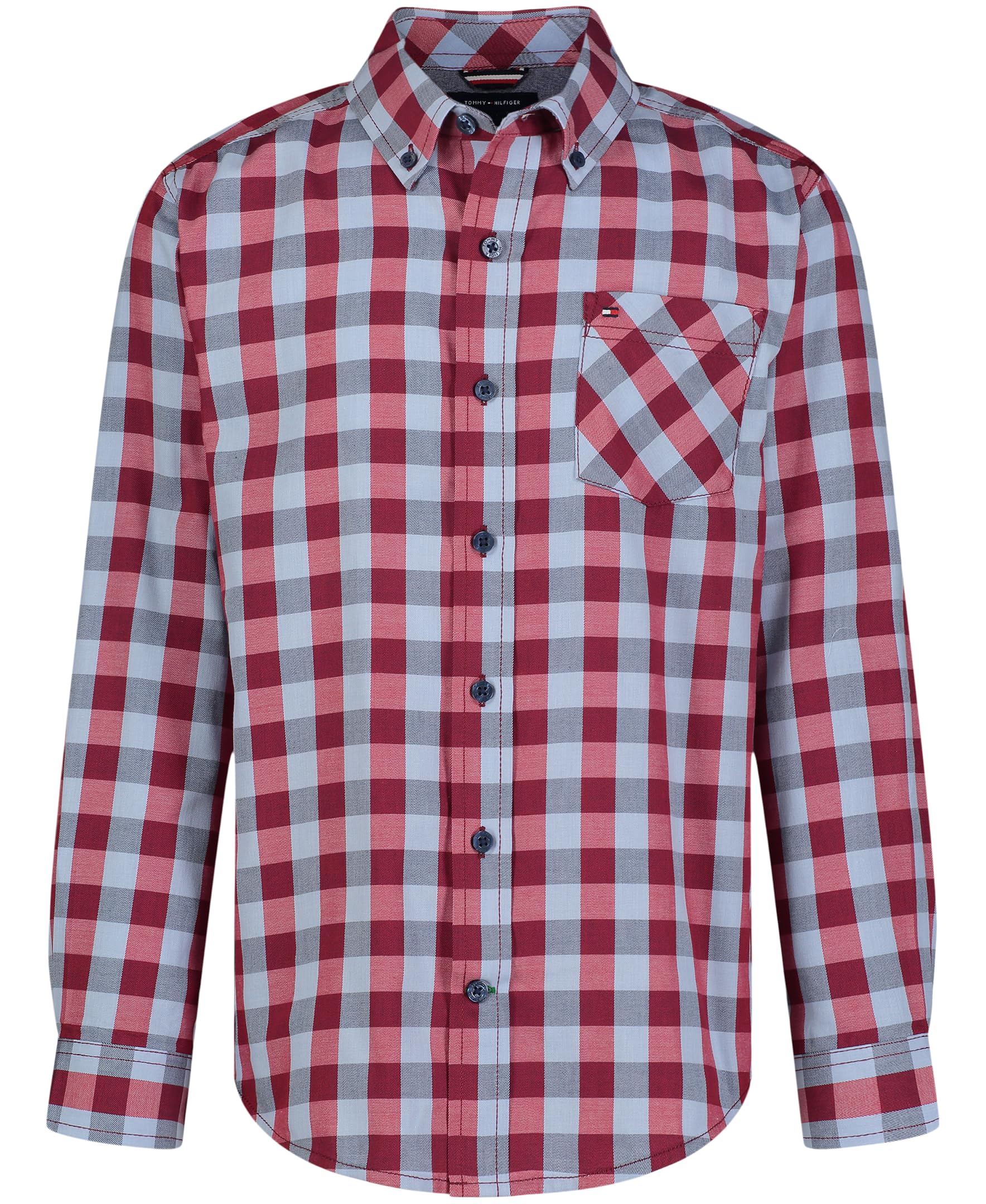 Foto 2 pulgar | Camisa Tommy Hilfiger Para Niños, Manga Larga, 8 Años, A Cuadros Rojos - Venta Internacional.