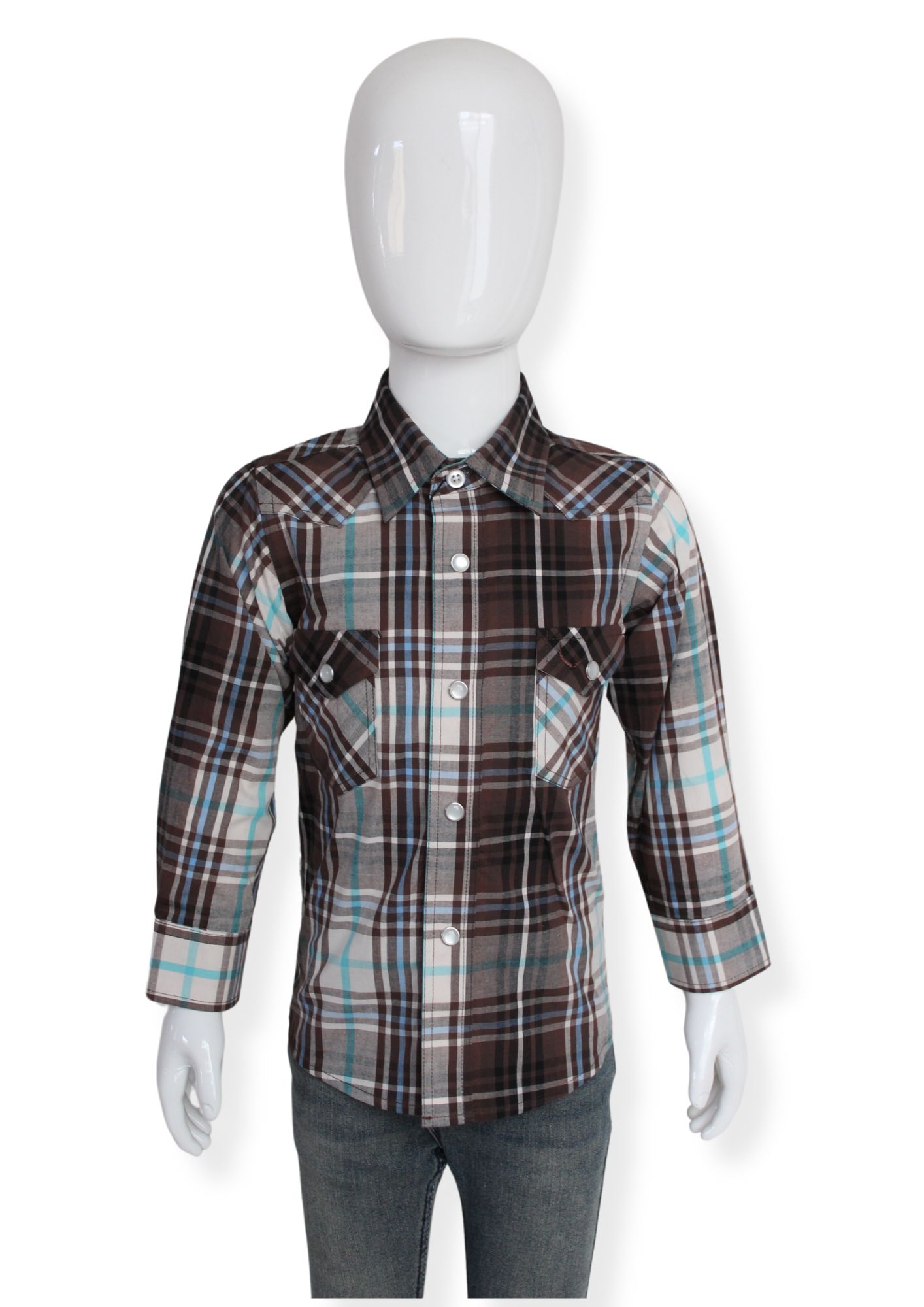 Camisa Manga Larga McAllen Café a Cuadros para Niño