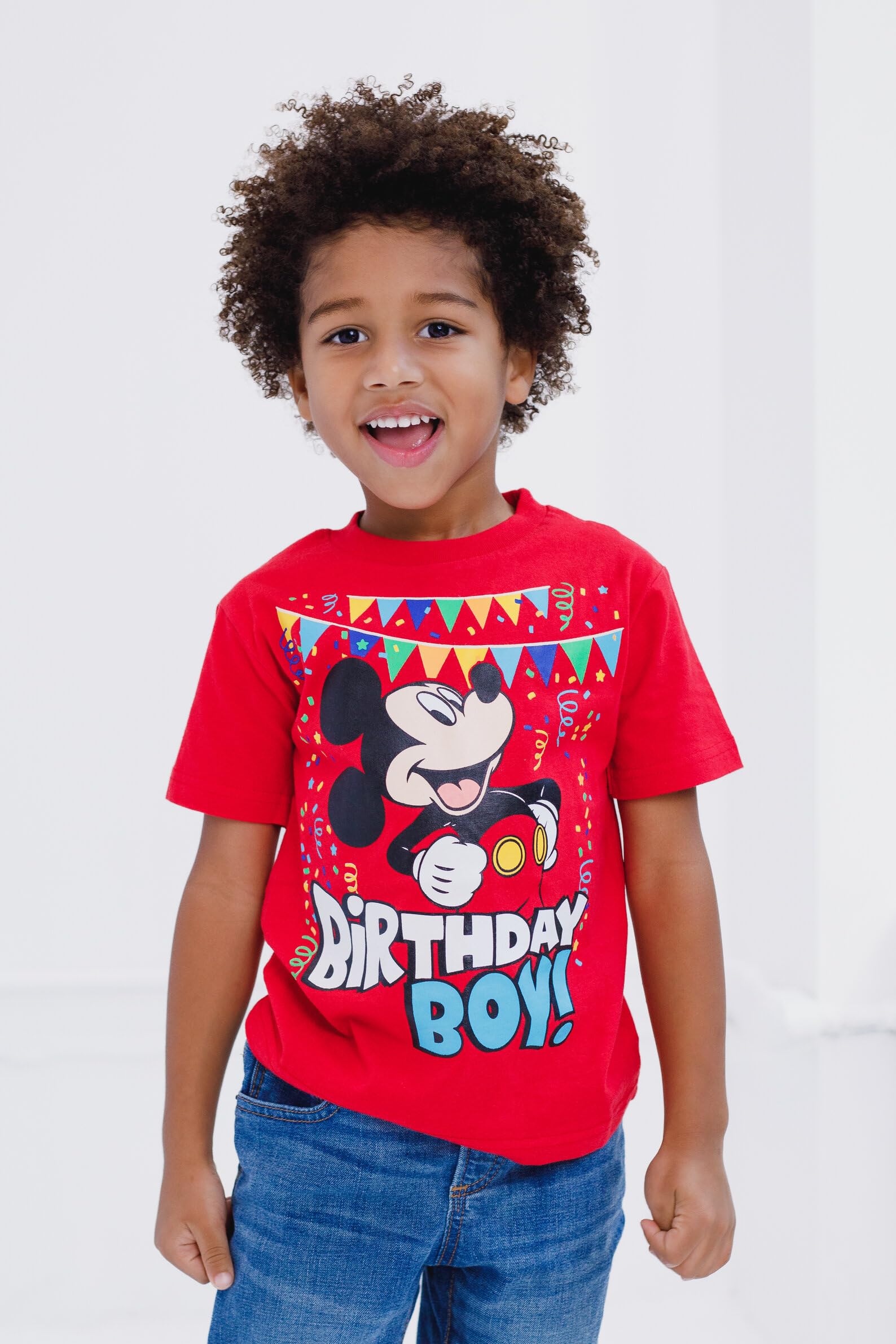 Foto 3 pulgar | Camiseta Disney Mickey Mouse Birthday Boy Roja Para Niños De 6 Años - Venta Internacional.
