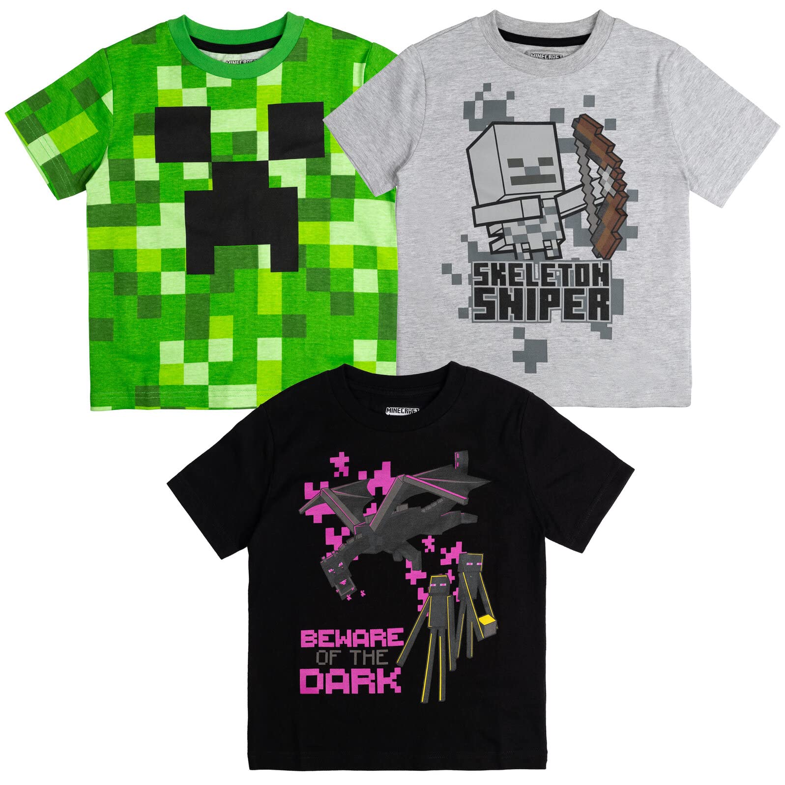 Camiseta Minecraft Mobs Creeper Skeleton Enderman Para Niños De 6 Años - Venta Internacional.