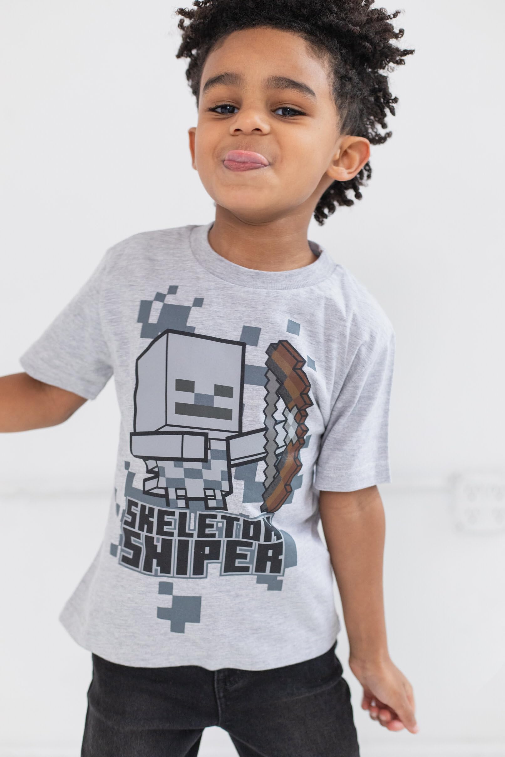 Foto 4 pulgar | Camiseta Minecraft Mobs Creeper Skeleton Enderman Para Niños De 6 Años - Venta Internacional.