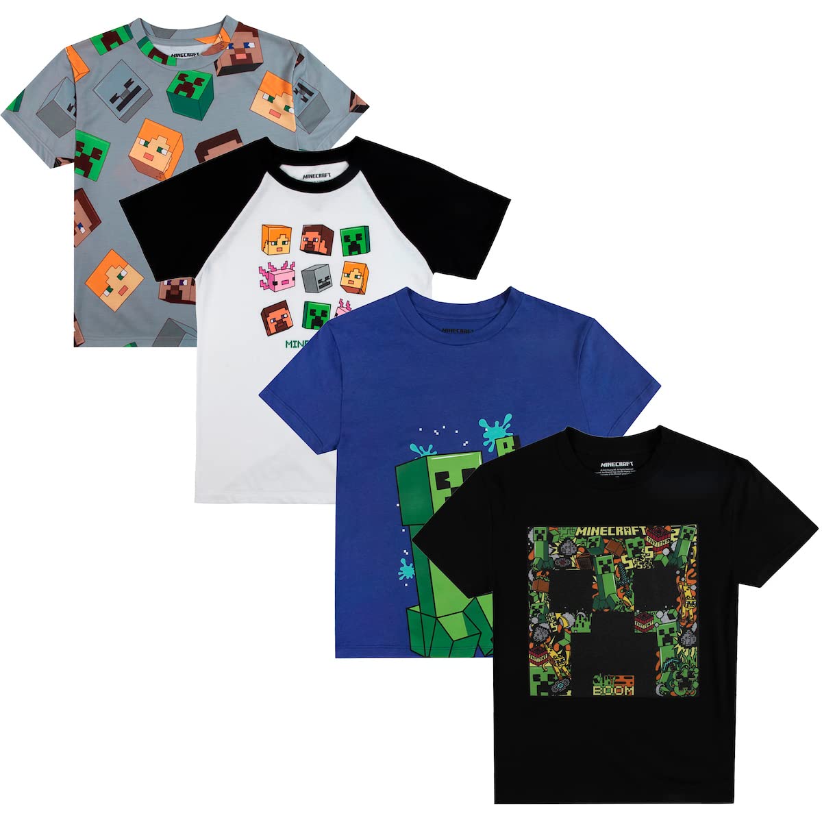 Foto 2 pulgar | Camiseta Bioworld Minecraft Creepers And Character Heads - Venta Internacional.