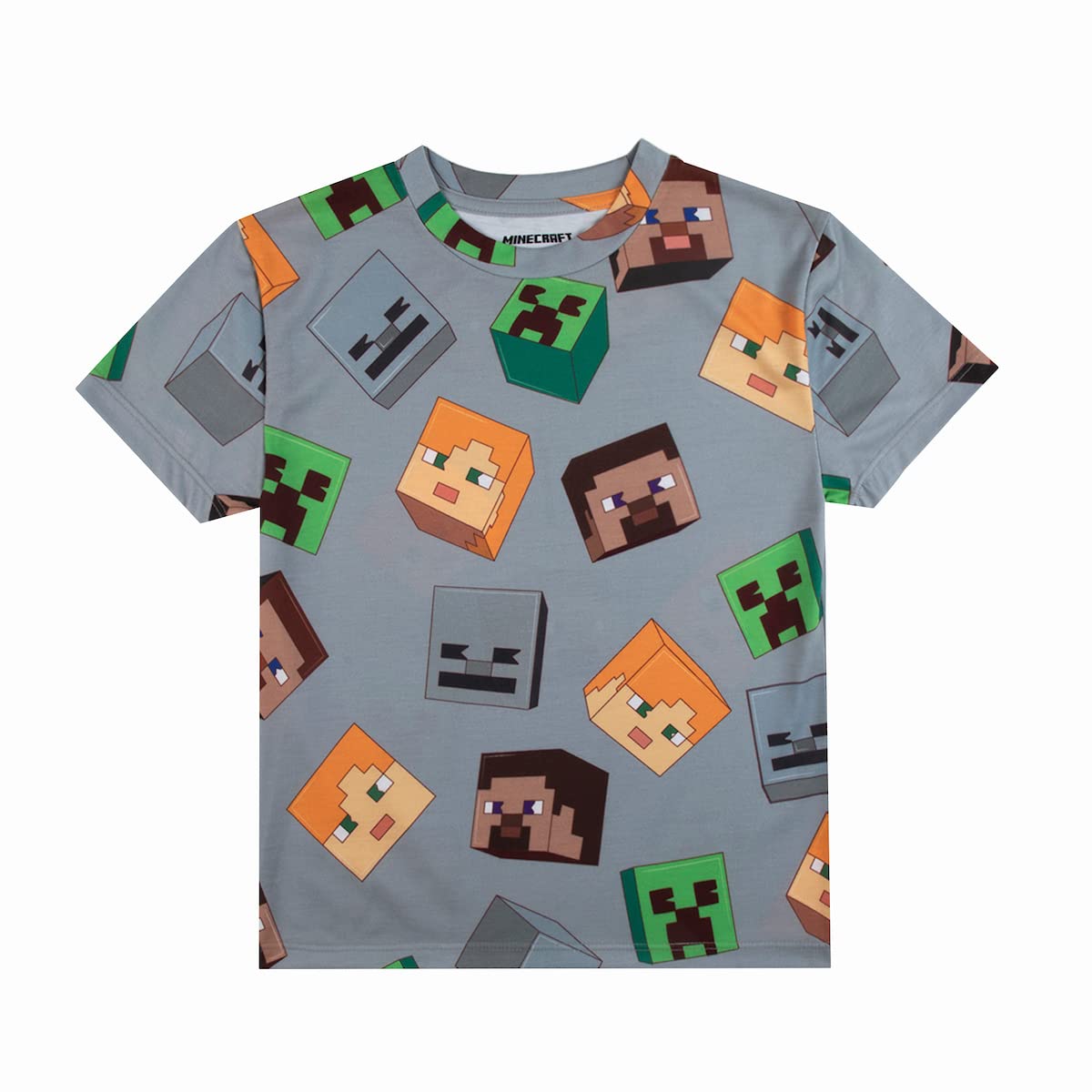 Foto 3 pulgar | Camiseta Bioworld Minecraft Creepers And Character Heads - Venta Internacional.