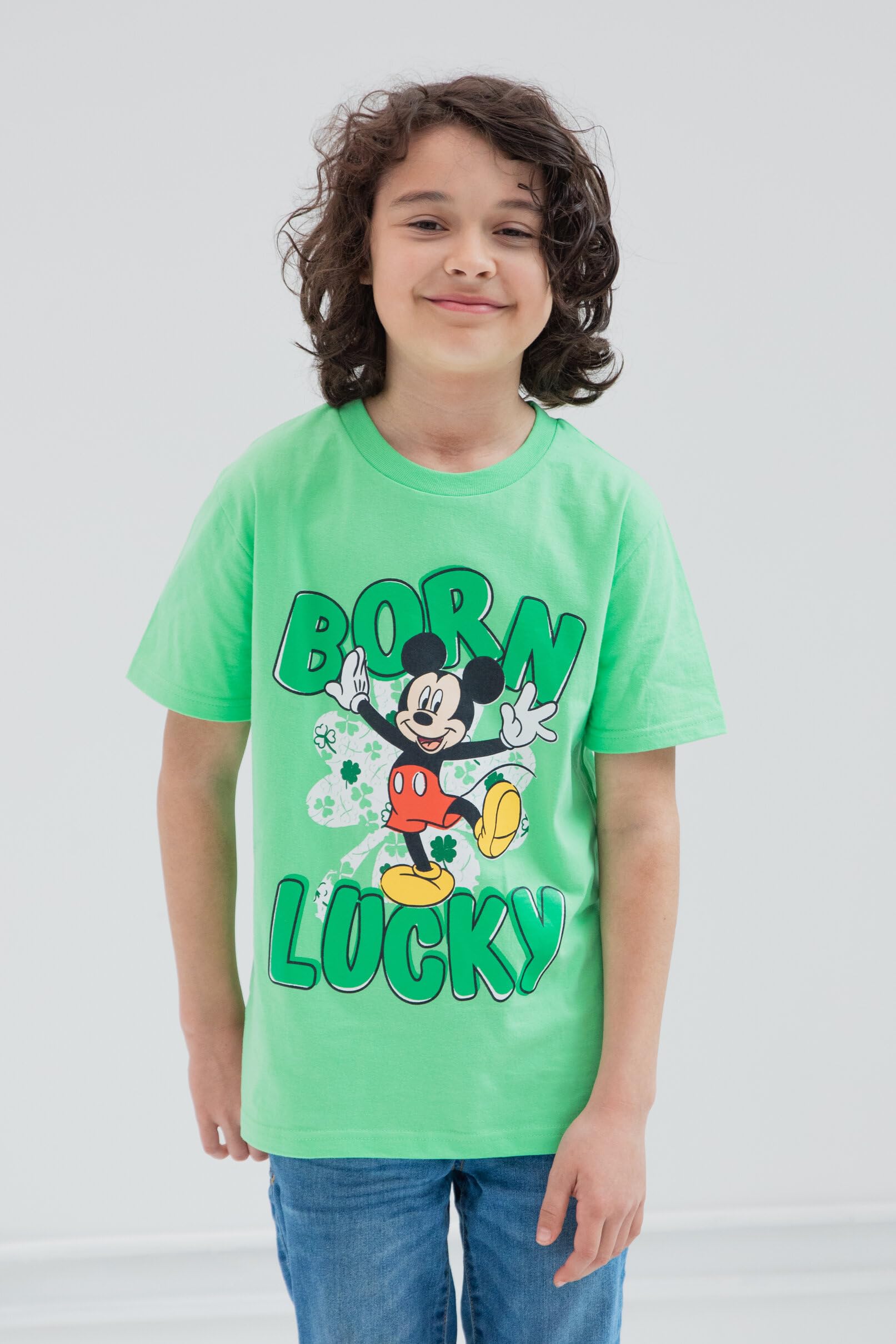 Foto 6 pulgar | Camiseta Disney Mickey Mouse Born Lucky 6 Para El Día De San Patricio - Venta Internacional.