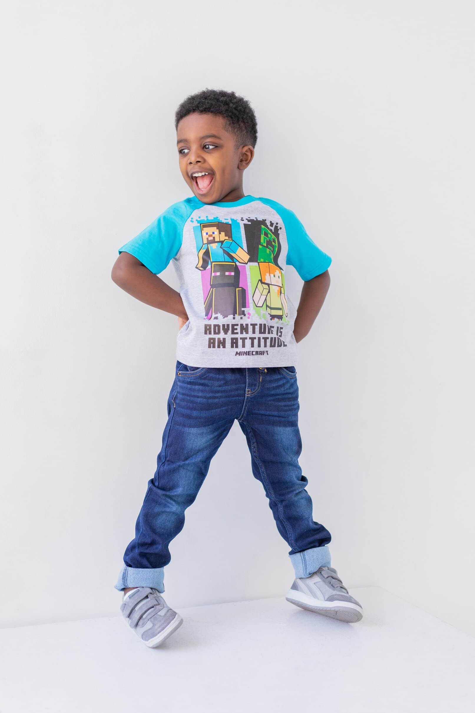 Foto 3 pulgar | Camiseta Minecraft Mobs Creeper Steve Alex Skeleton Para Niños De 6 Años - Venta Internacional.
