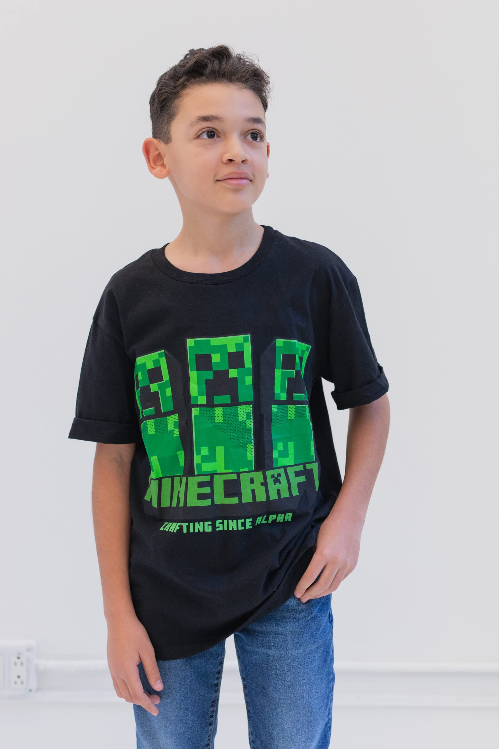 Foto 3 | Camiseta Minecraft Mobs Creeper Steve Alex Skeleton Para Niños De 6 Años - Venta Internacional.