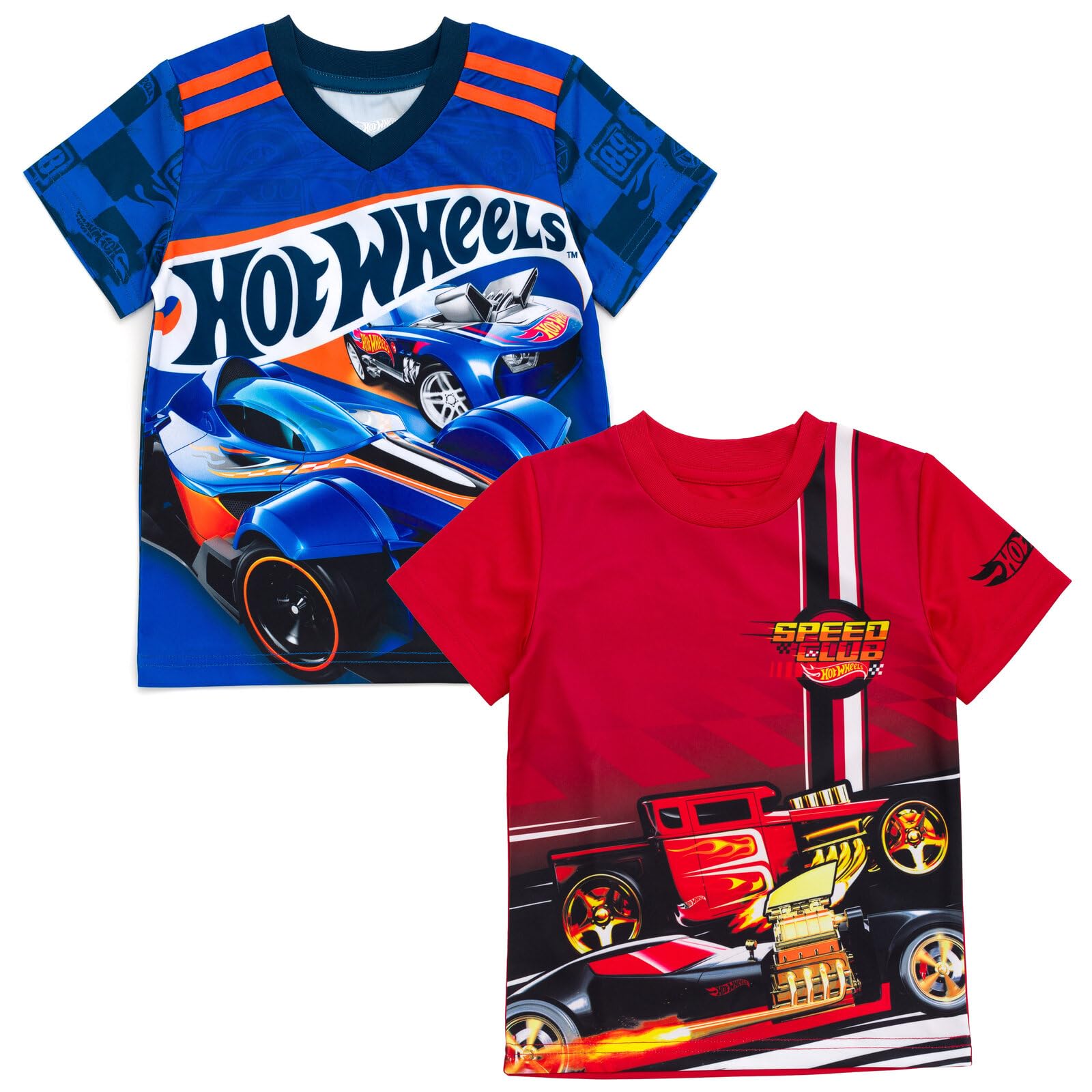 Foto 2 pulgar | Pack De 2 Camisetas Hot Wheels Para Niños Pequeños, Color Rojo Y Azul, Talla 6 - Venta Internacional.