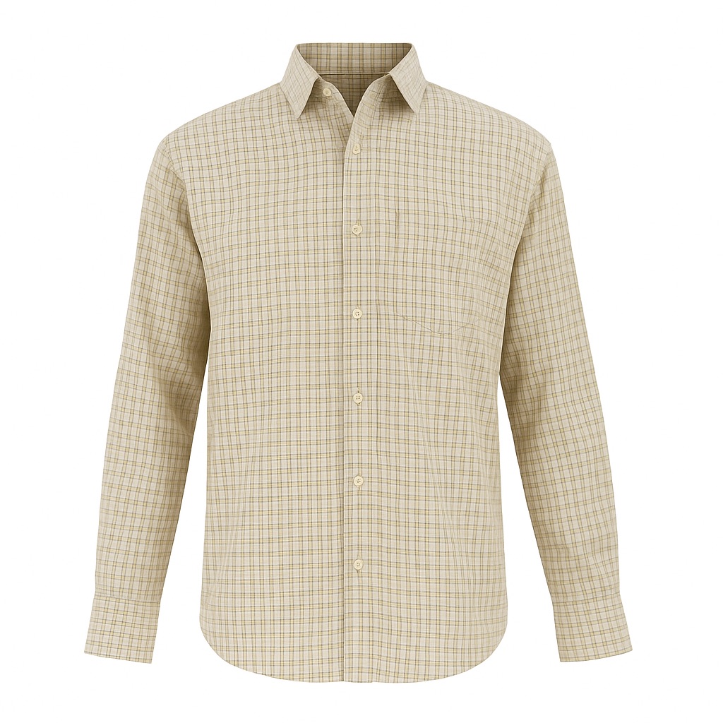 Foto 2 pulgar | Camisa Para Niño Chicos Olé 3675 Beige Cuadros Manga Larga