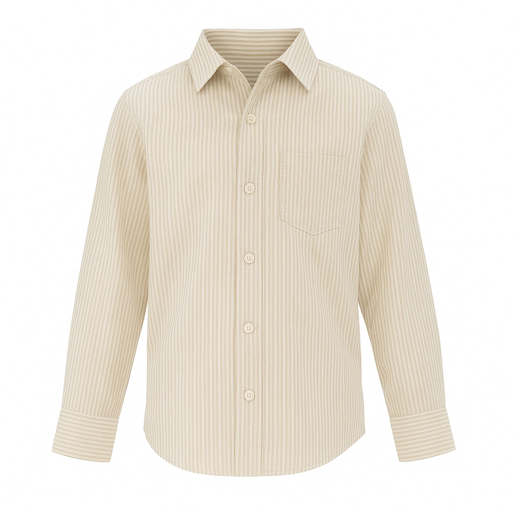 Foto 2 pulgar | Camisa Para Niño Chicos Olé 3674 Beige Rayas Manga Larga
